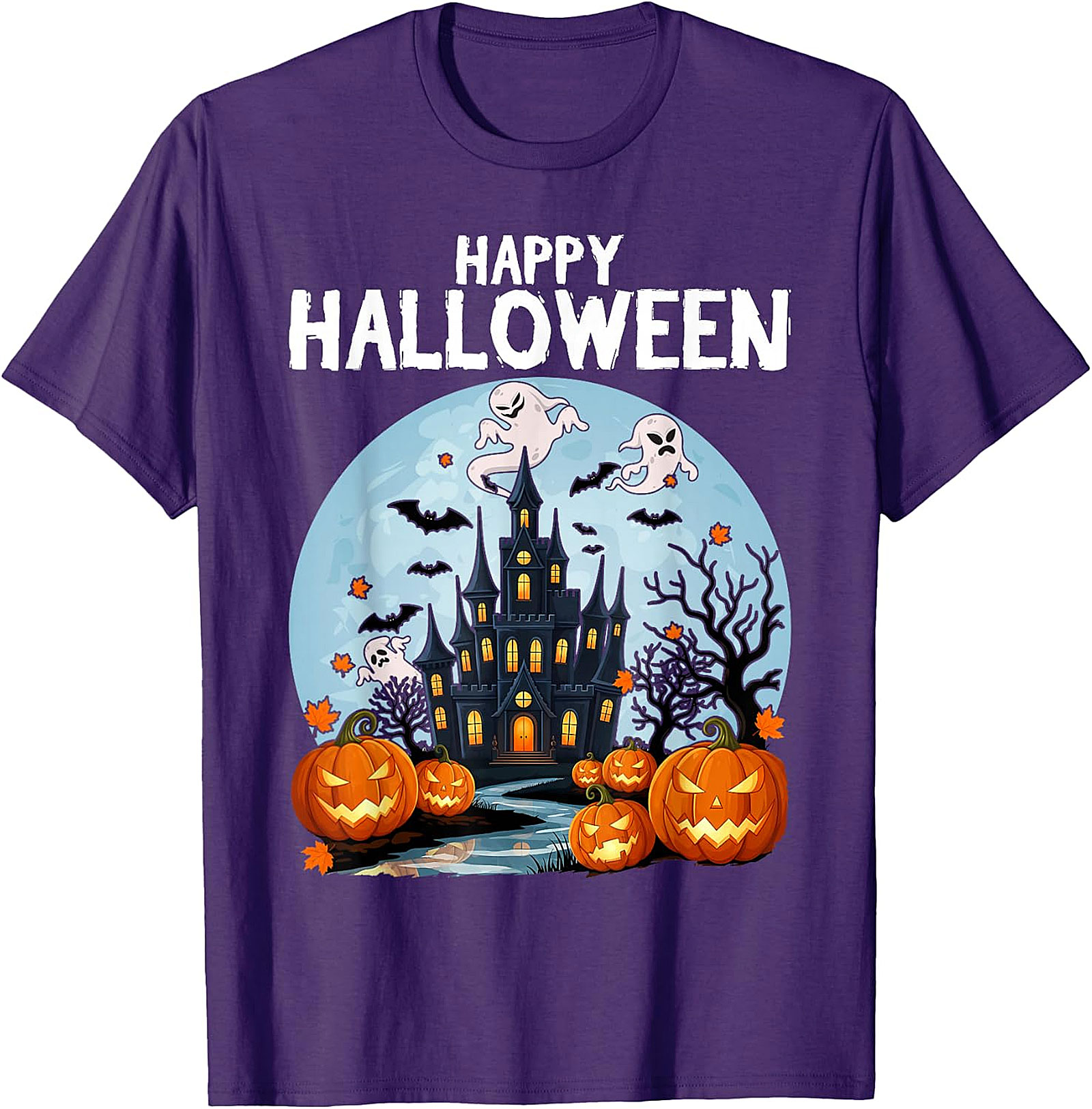 Spooky Haunted House Halloween T-Shirt | Jack-O'-Lanterns
