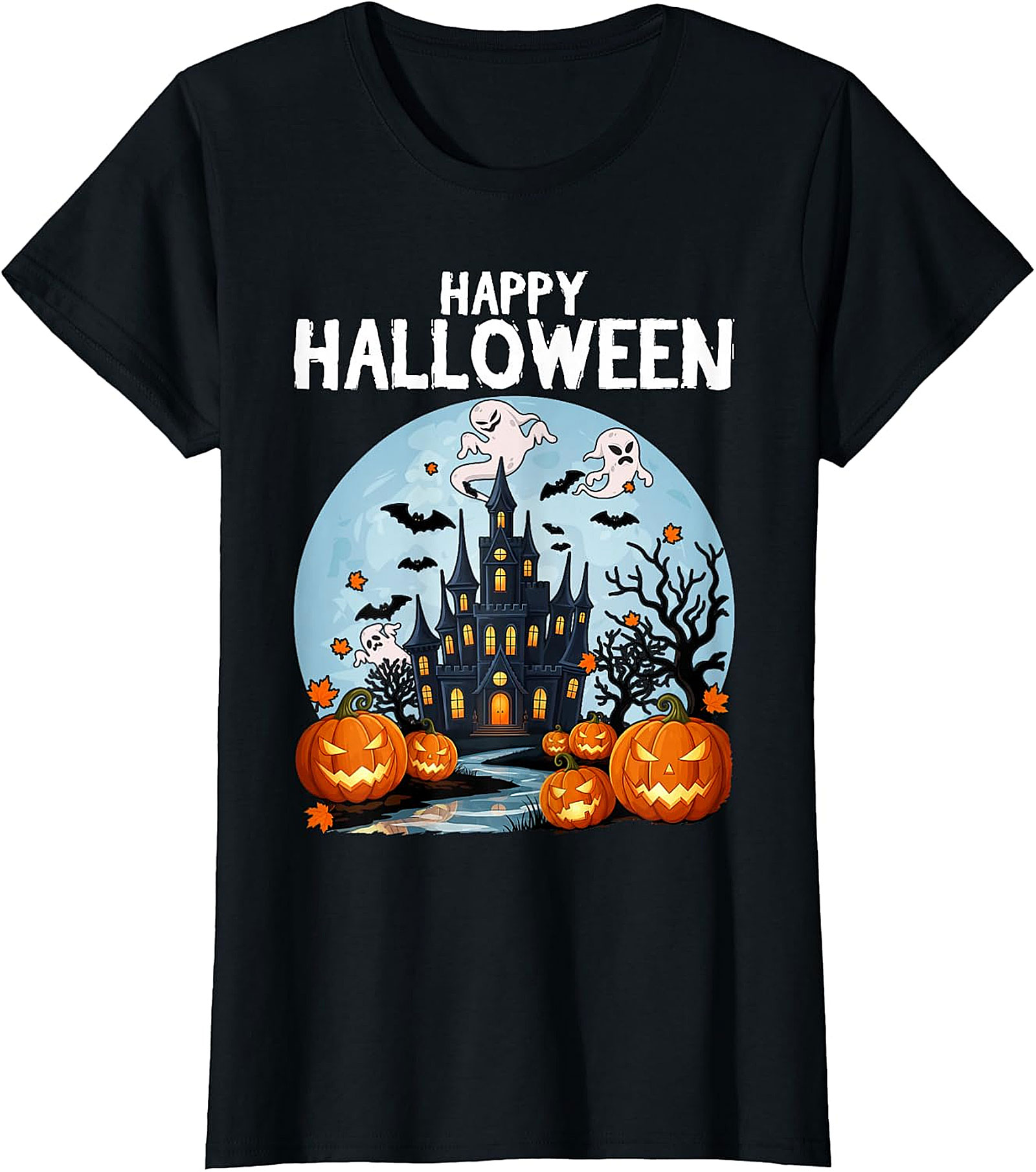 Spooky Haunted House Halloween T-Shirt | Jack-O'-Lanterns