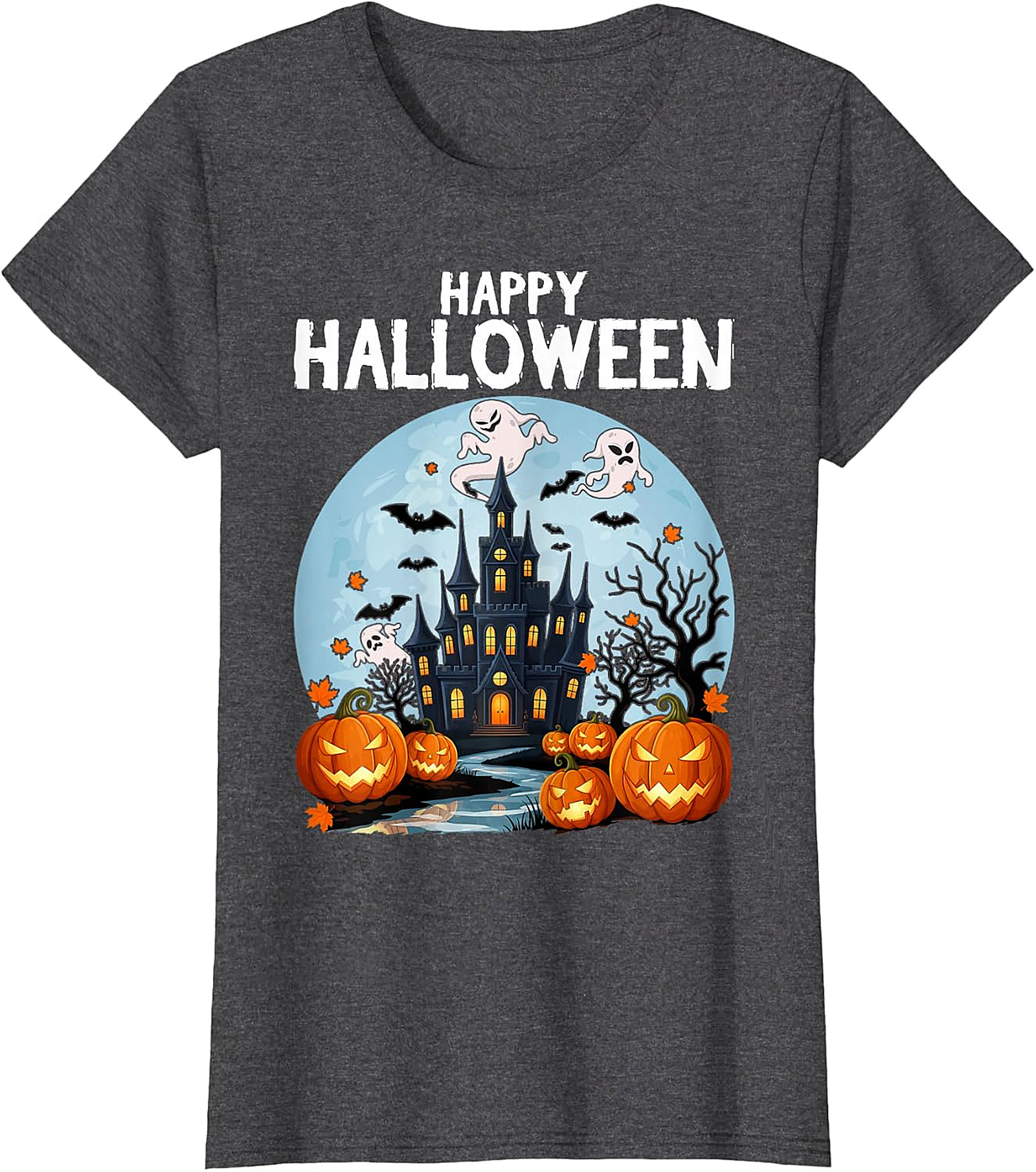 Spooky Haunted House Halloween T-Shirt | Jack-O'-Lanterns