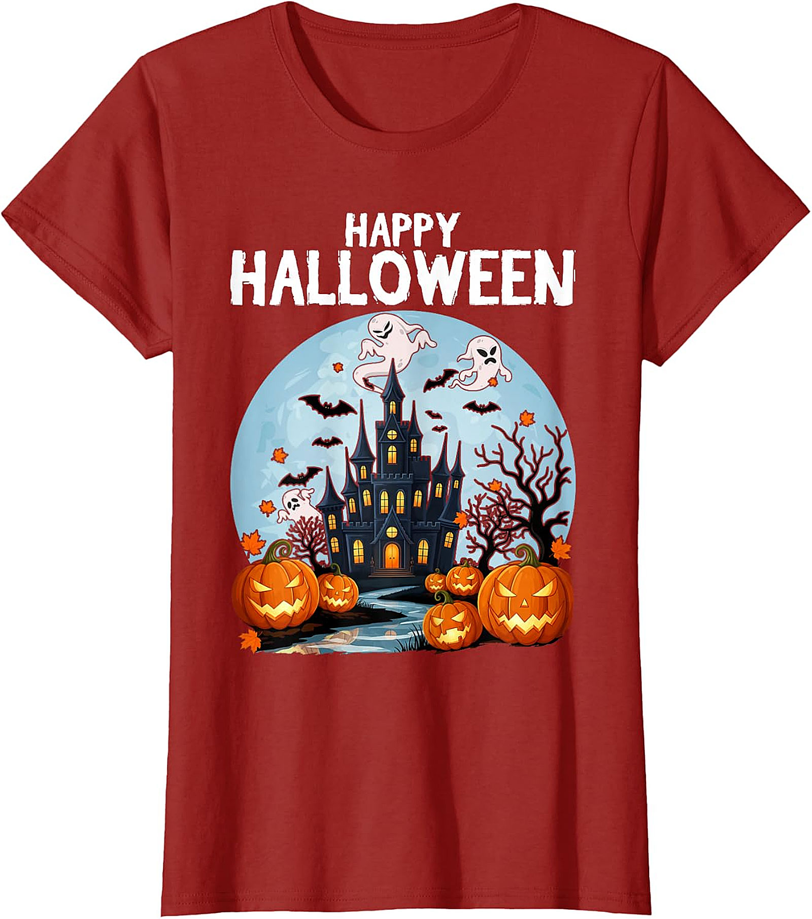Spooky Haunted House Halloween T-Shirt | Jack-O'-Lanterns