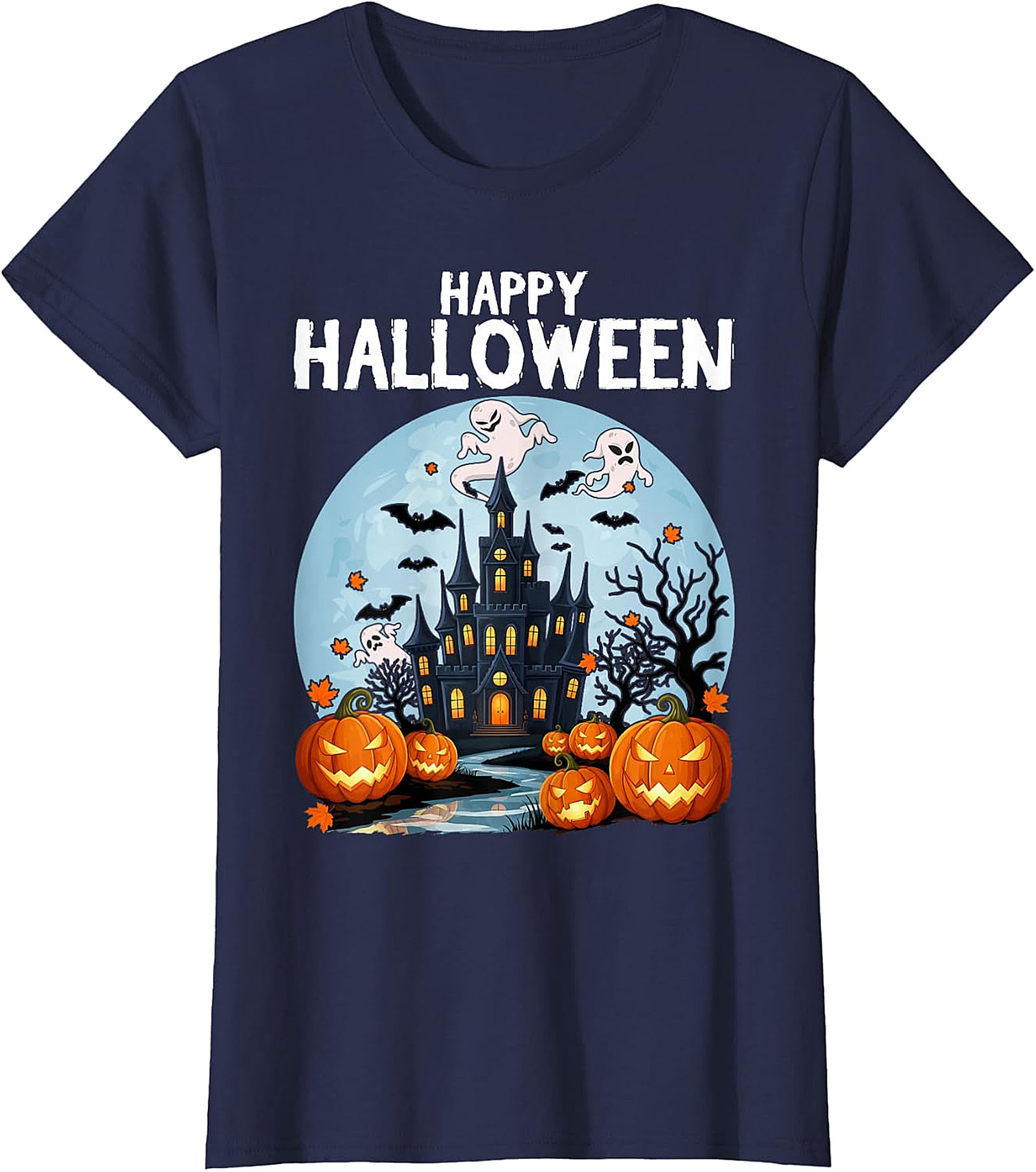 Spooky Haunted House Halloween T-Shirt | Jack-O'-Lanterns