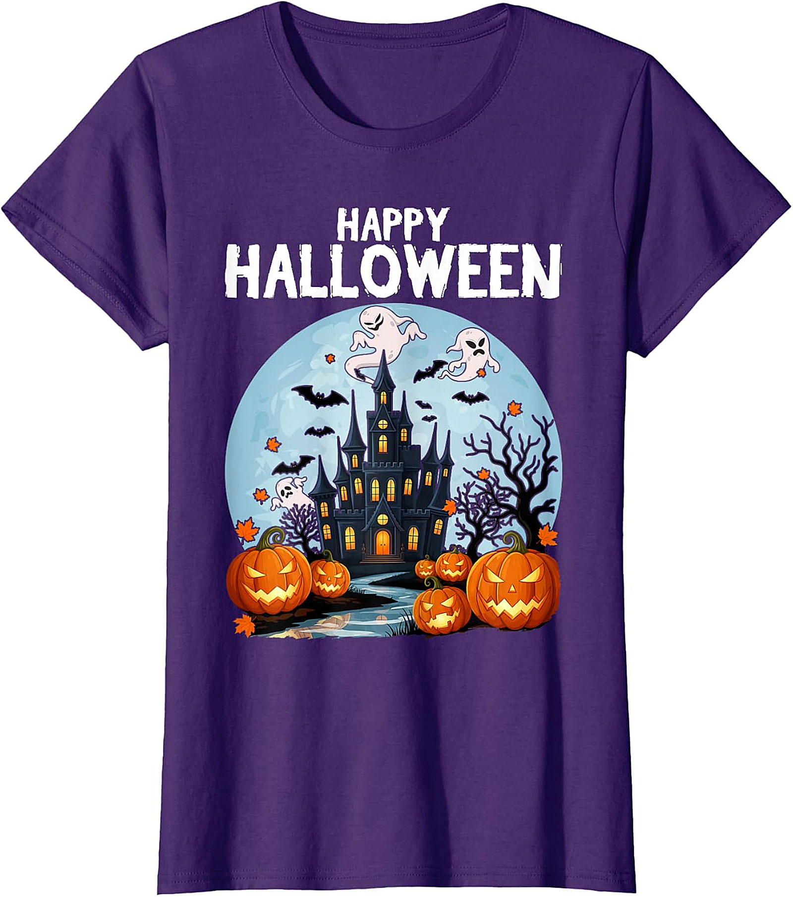 Spooky Haunted House Halloween T-Shirt | Jack-O'-Lanterns