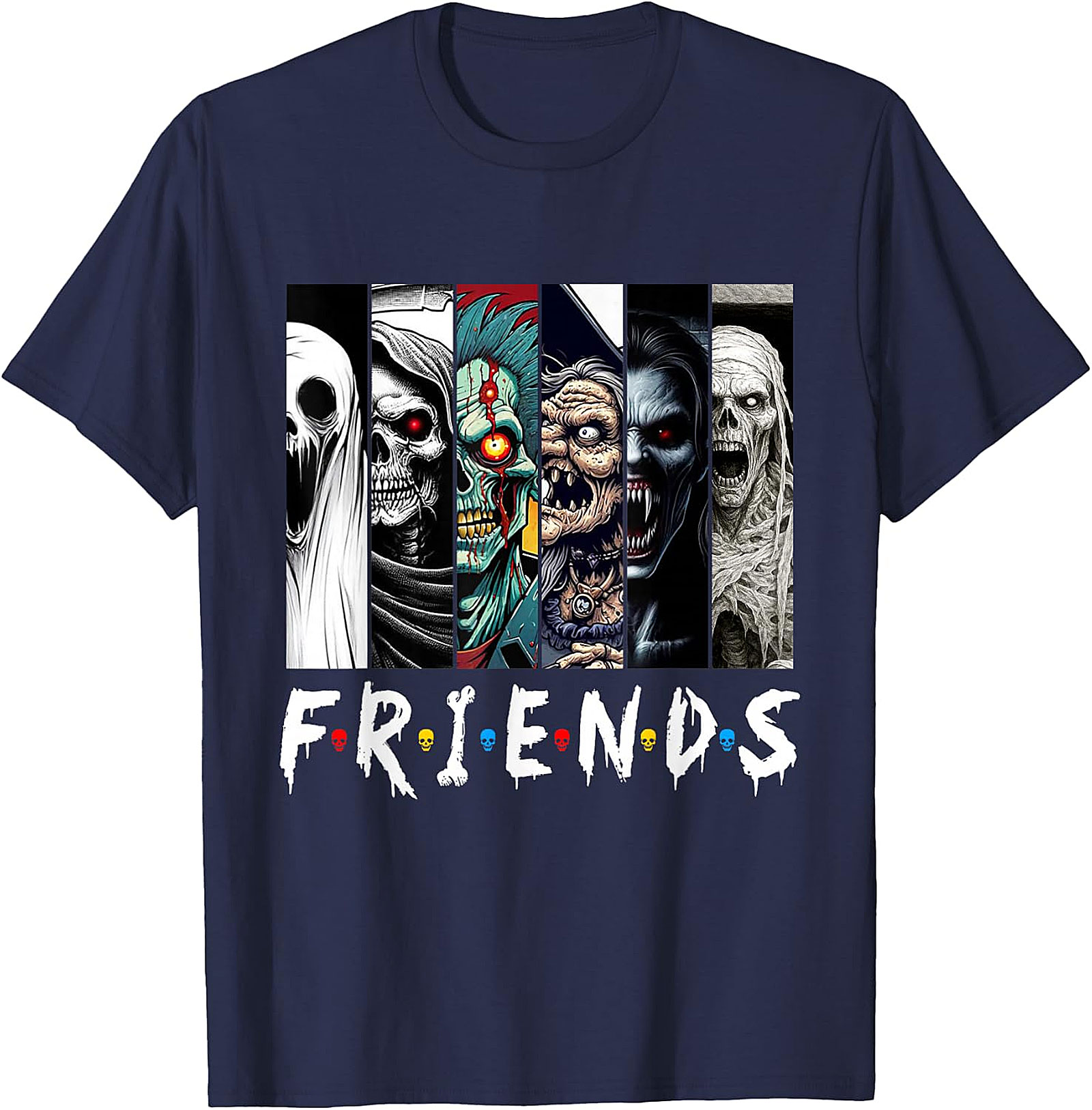 Horror Friends Mashup T-Shirt - Spooky Monster Graphic Tee