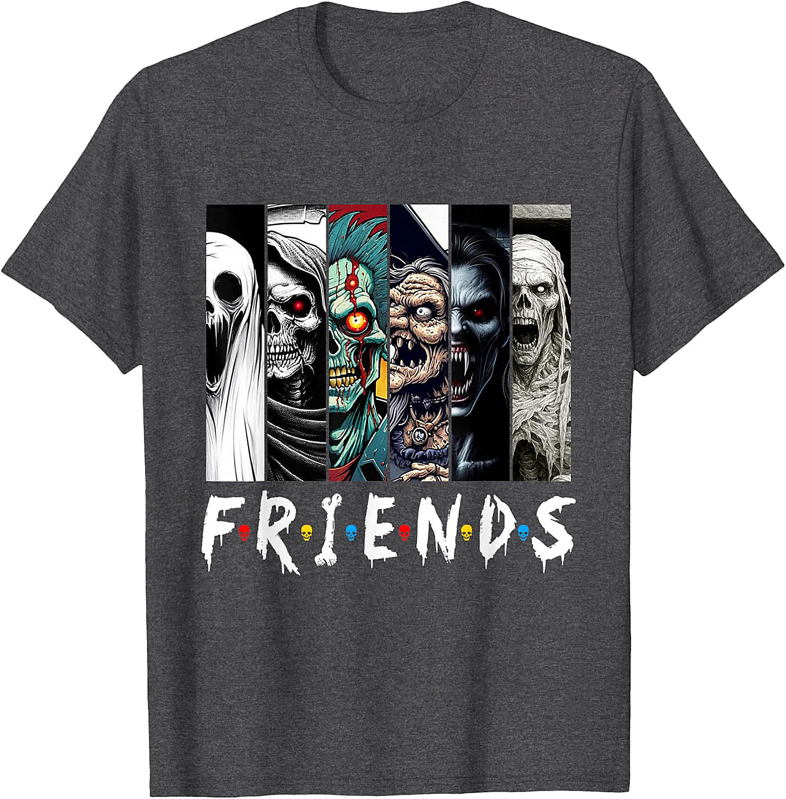 Horror Friends Mashup T-Shirt - Spooky Monster Graphic Tee