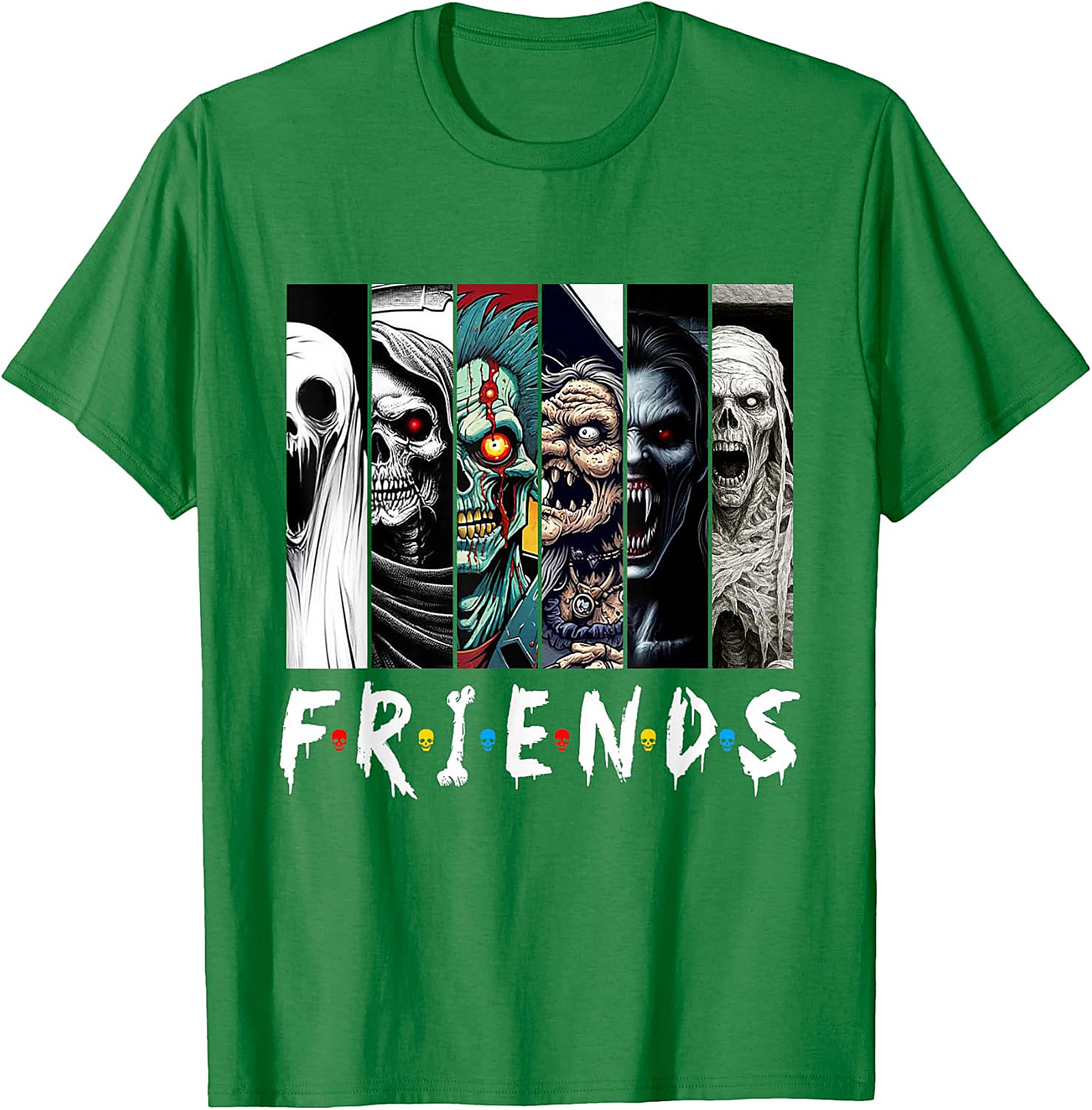 Horror Friends Mashup T-Shirt - Spooky Monster Graphic Tee