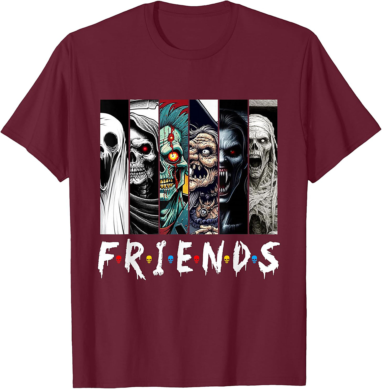 Horror Friends Mashup T-Shirt - Spooky Monster Graphic Tee