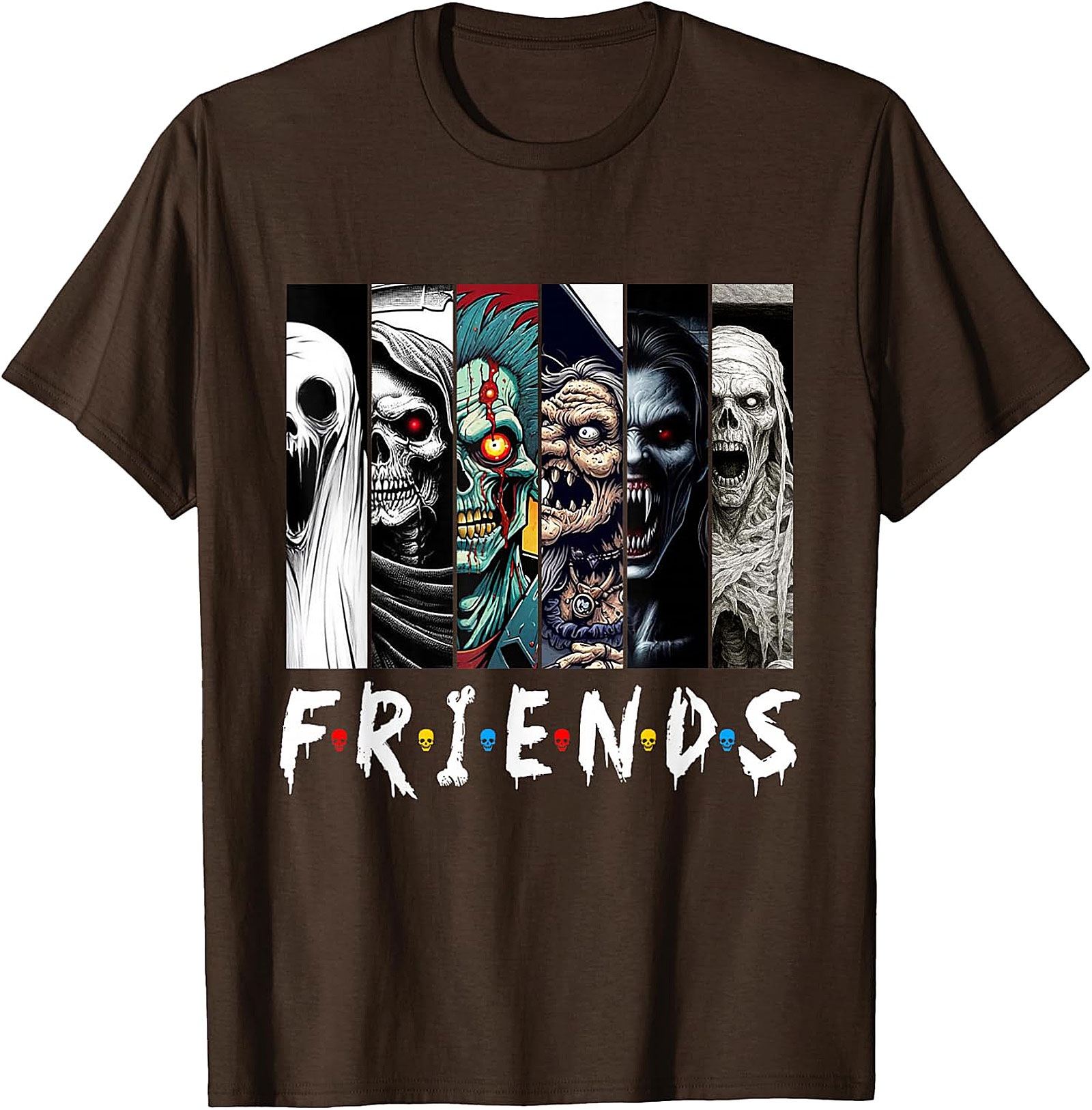 Horror Friends Mashup T-Shirt - Spooky Monster Graphic Tee