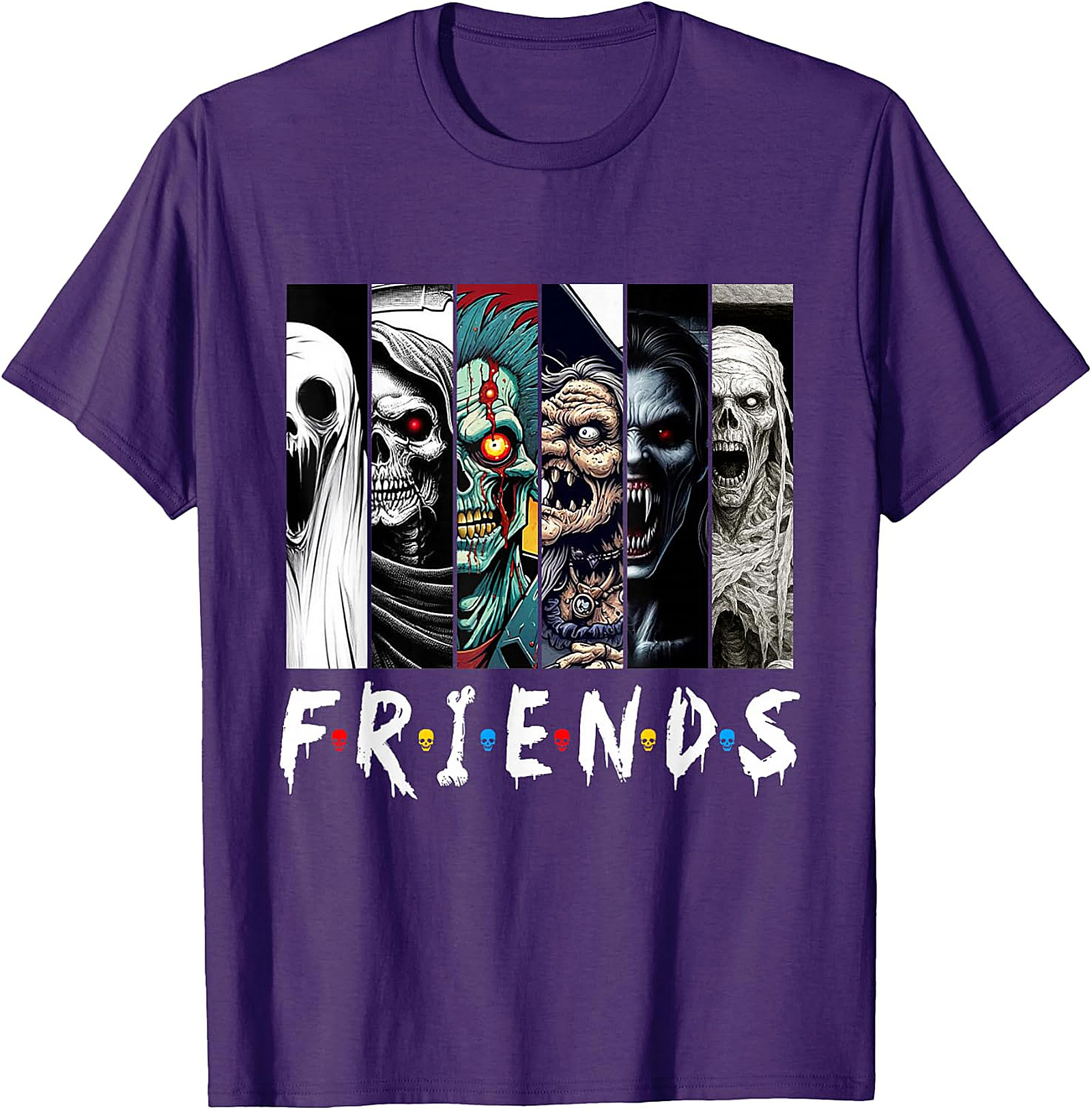 Horror Friends Mashup T-Shirt - Spooky Monster Graphic Tee