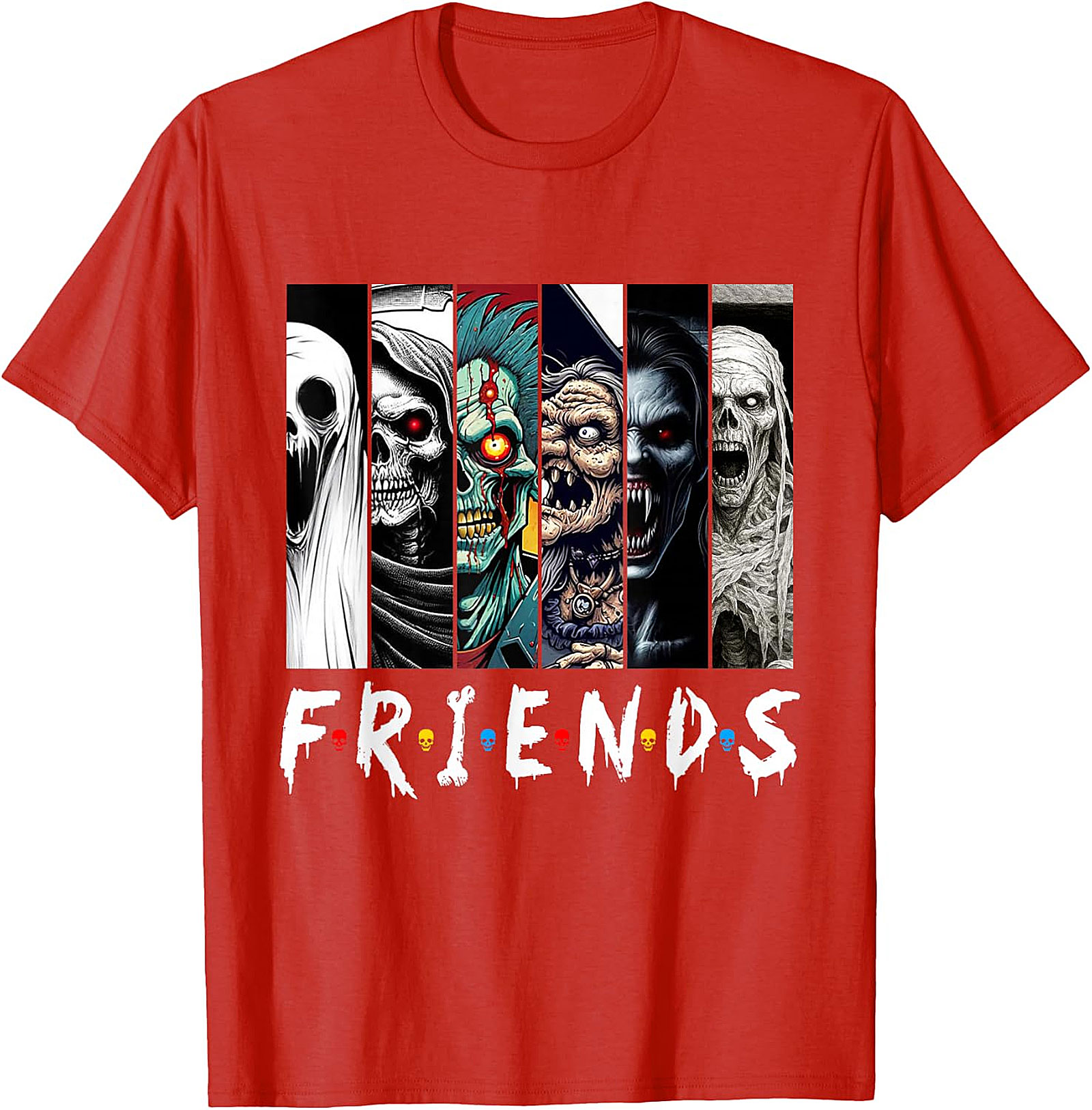 Horror Friends Mashup T-Shirt - Spooky Monster Graphic Tee
