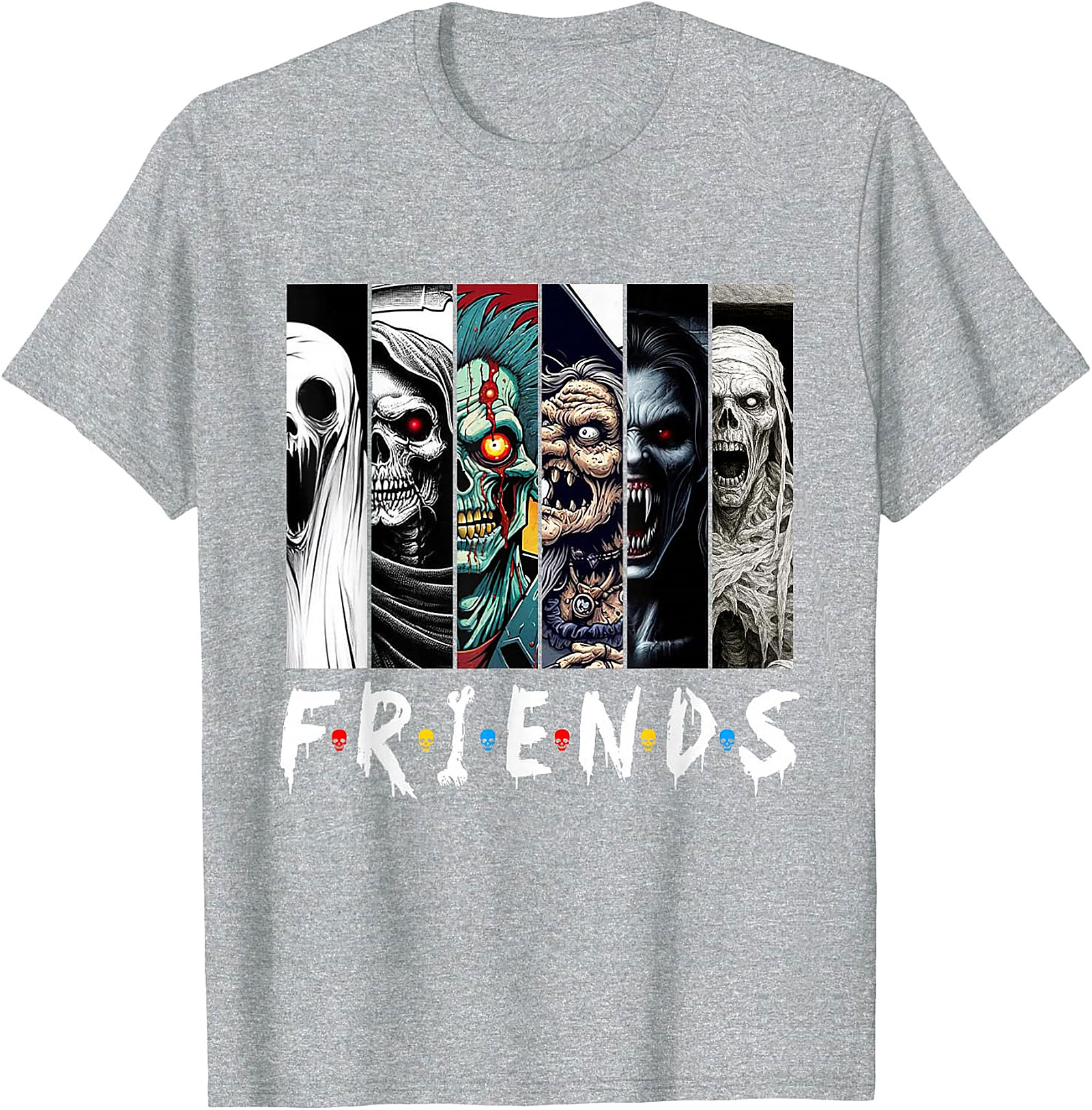 Horror Friends Mashup T-Shirt - Spooky Monster Graphic Tee