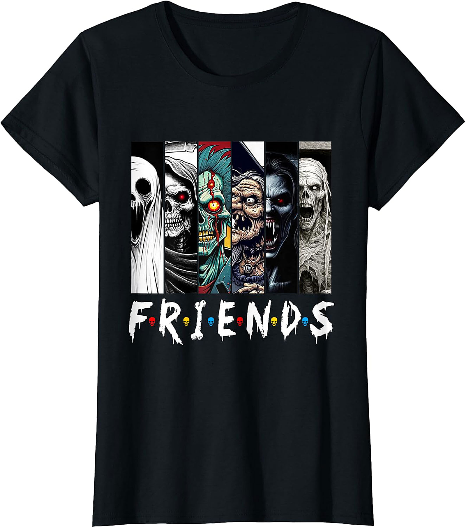 Horror Friends Mashup T-Shirt - Spooky Monster Graphic Tee