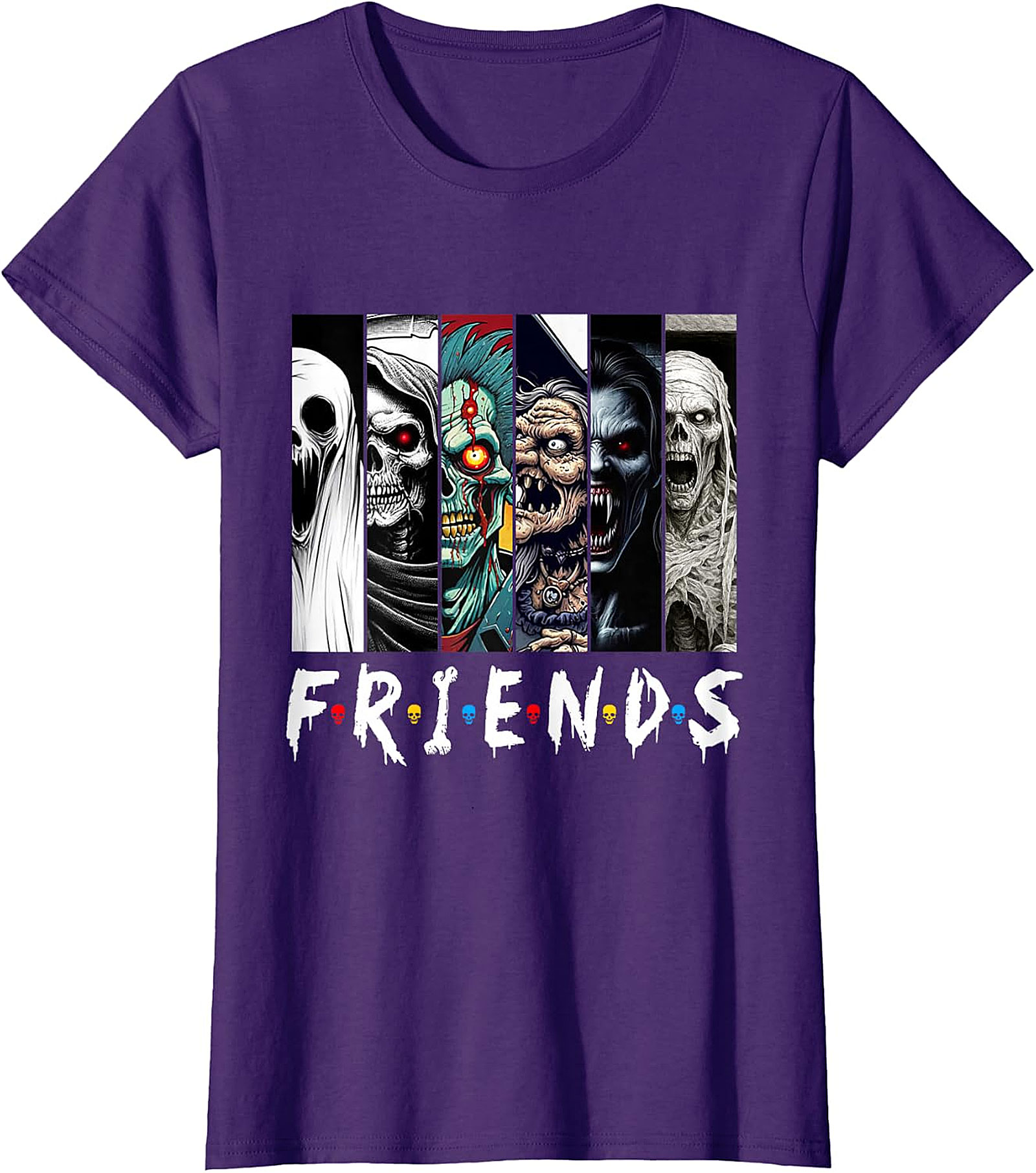 Horror Friends Mashup T-Shirt - Spooky Monster Graphic Tee