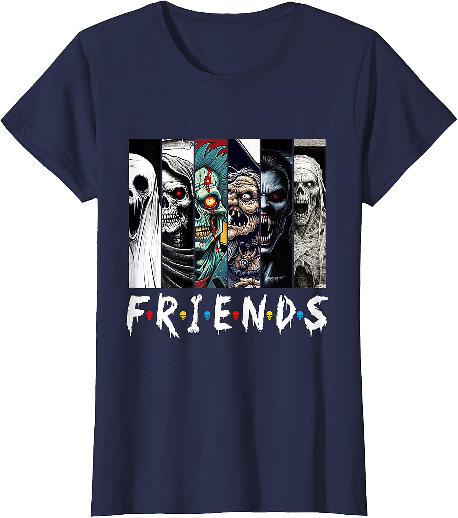 Horror Friends Mashup T-Shirt - Spooky Monster Graphic Tee