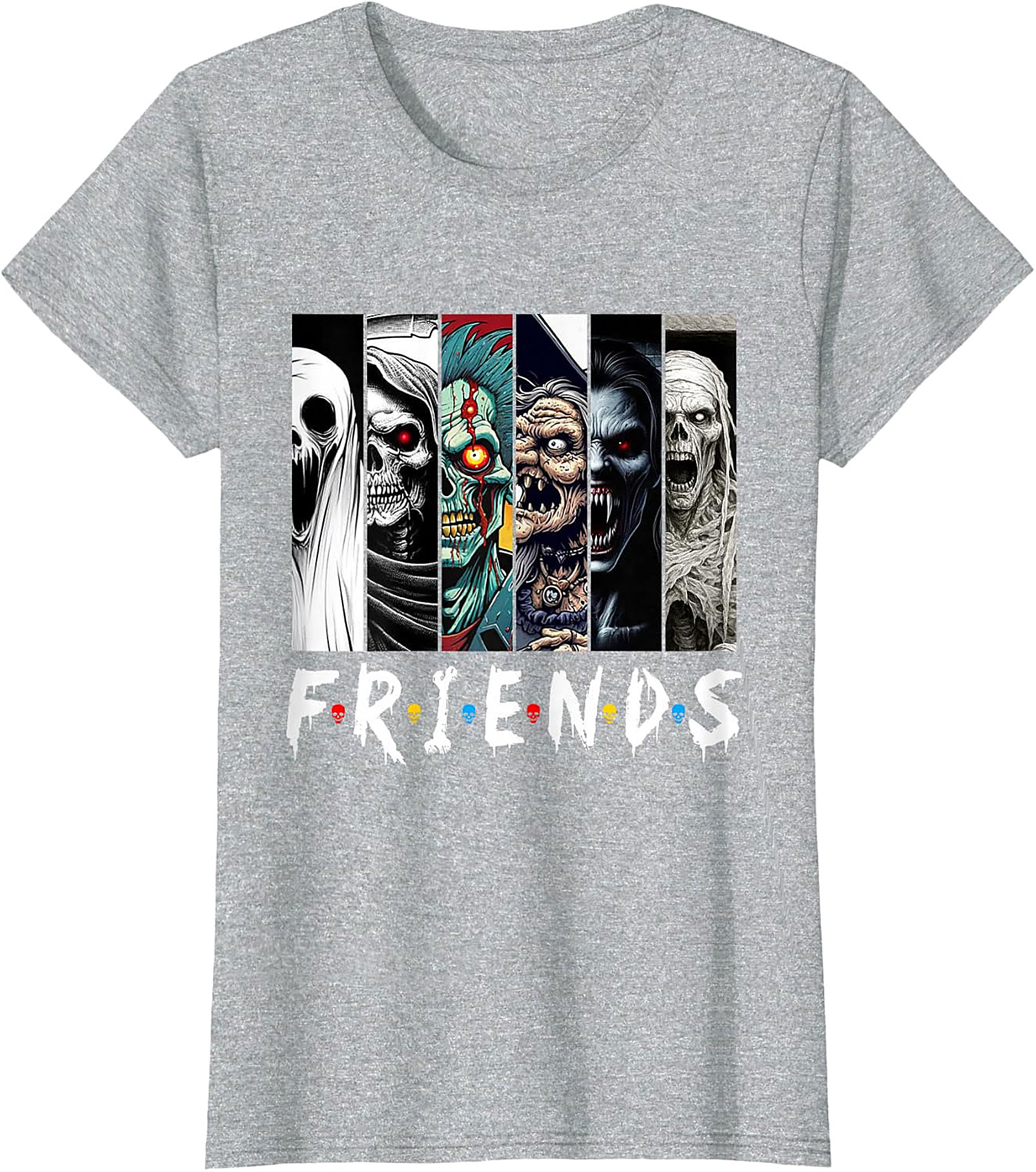 Horror Friends Mashup T-Shirt - Spooky Monster Graphic Tee