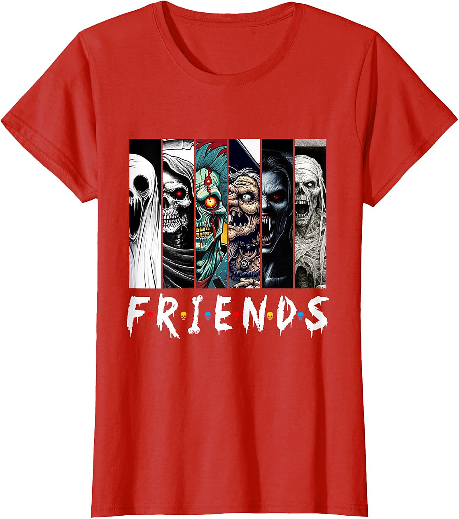 Horror Friends Mashup T-Shirt - Spooky Monster Graphic Tee