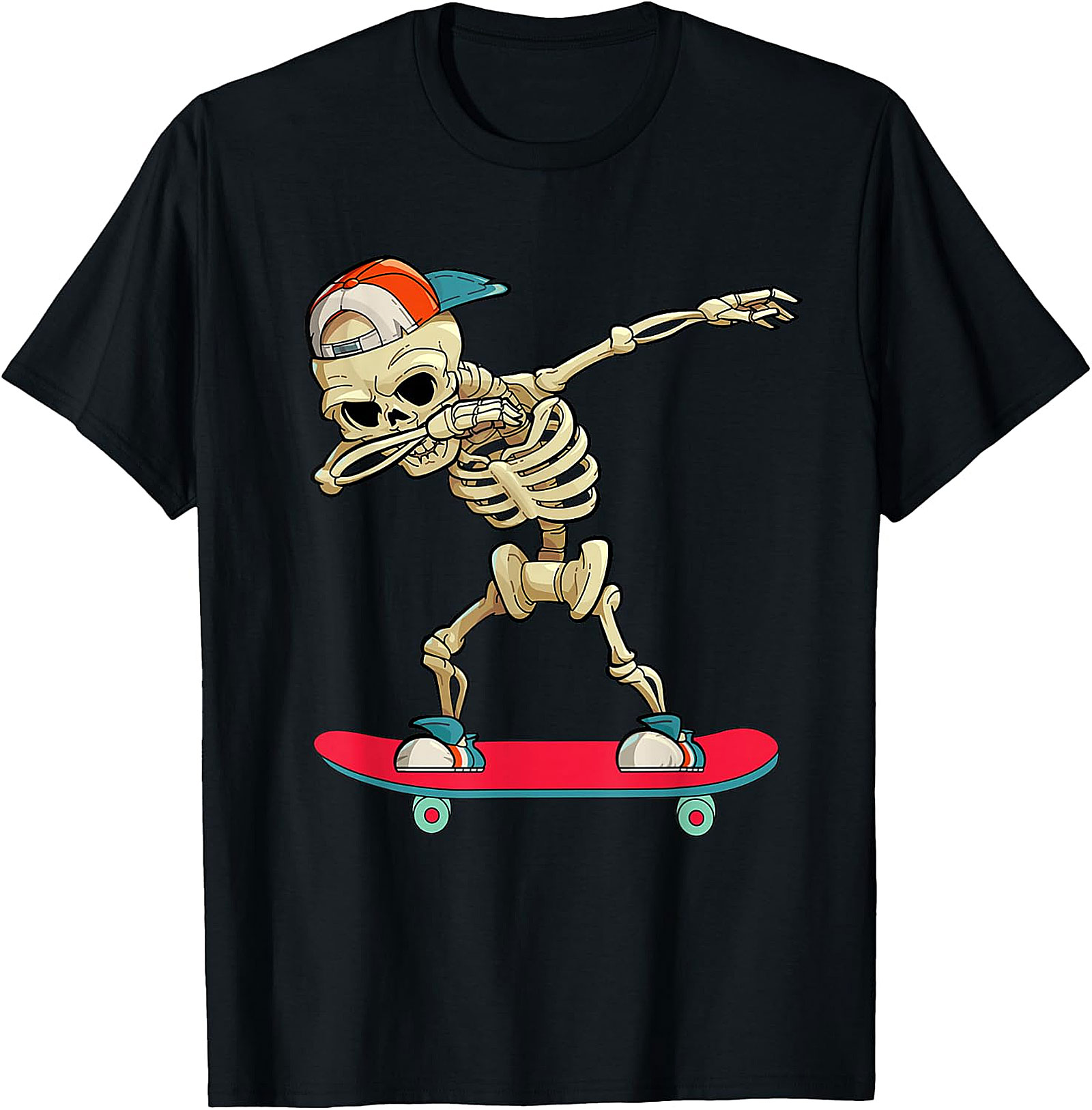 Dabbing Skeleton Skateboarder T-Shirt | Unique Graphic Tee