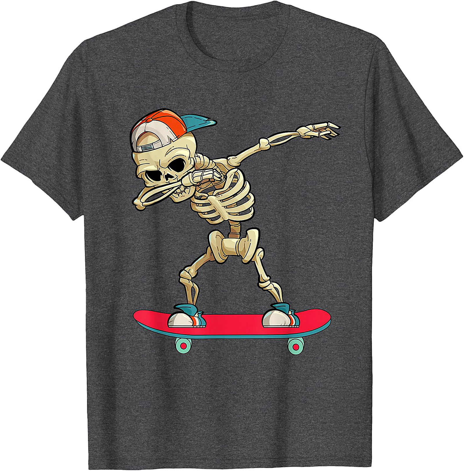 Dabbing Skeleton Skateboarder T-Shirt | Unique Graphic Tee