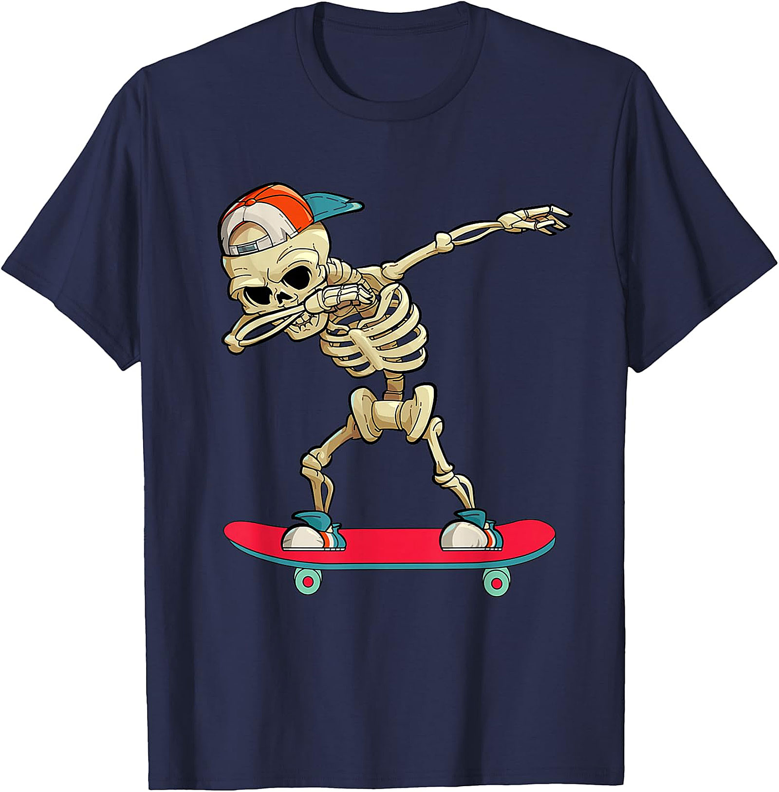 Dabbing Skeleton Skateboarder T-Shirt | Unique Graphic Tee