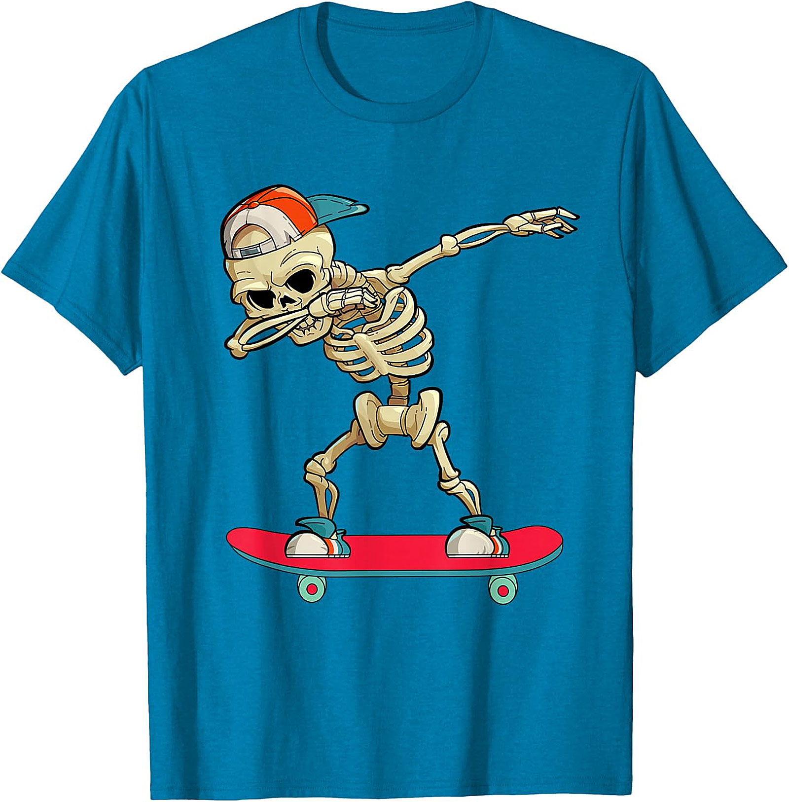 Dabbing Skeleton Skateboarder T-Shirt | Unique Graphic Tee