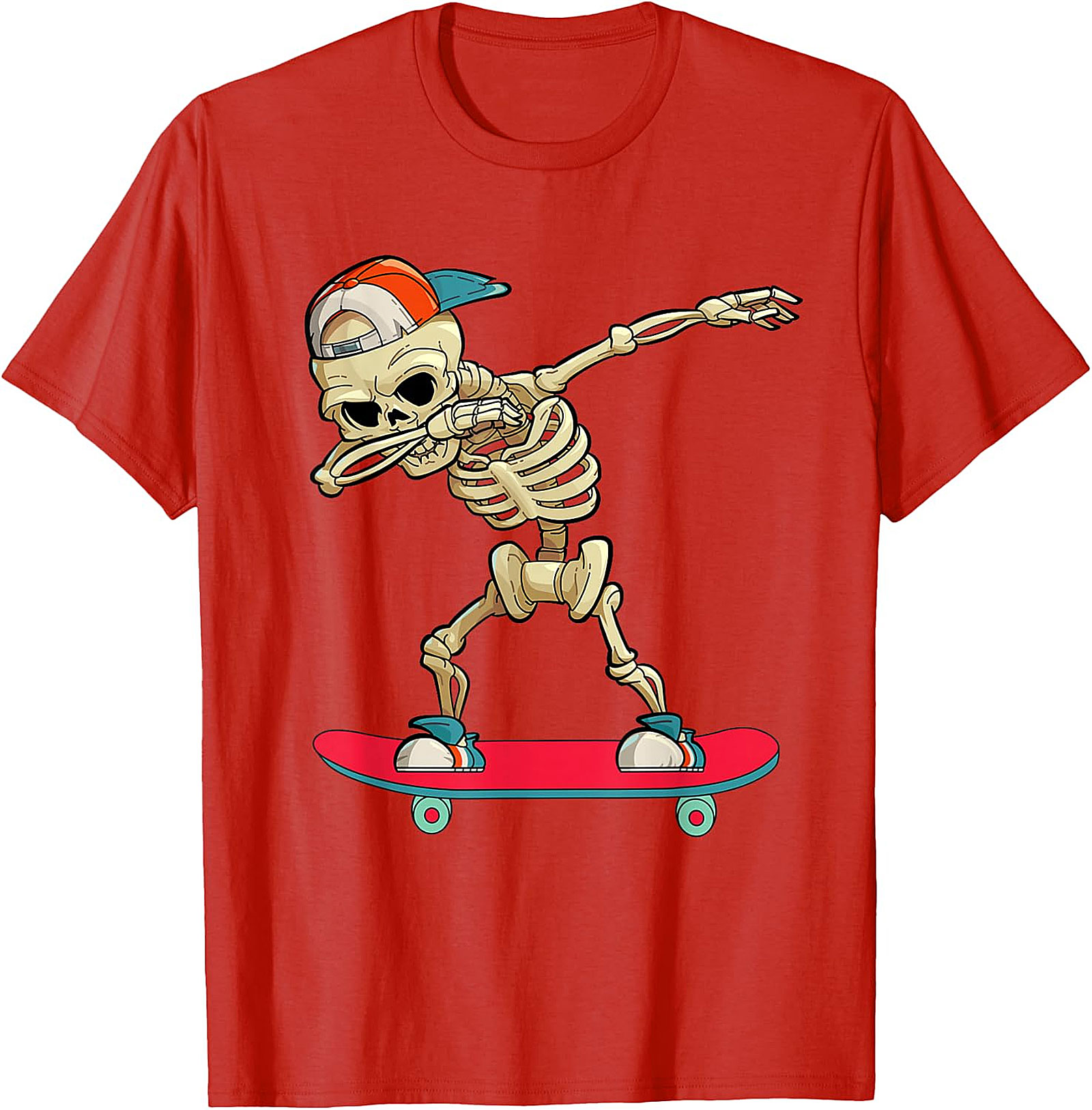 Dabbing Skeleton Skateboarder T-Shirt | Unique Graphic Tee