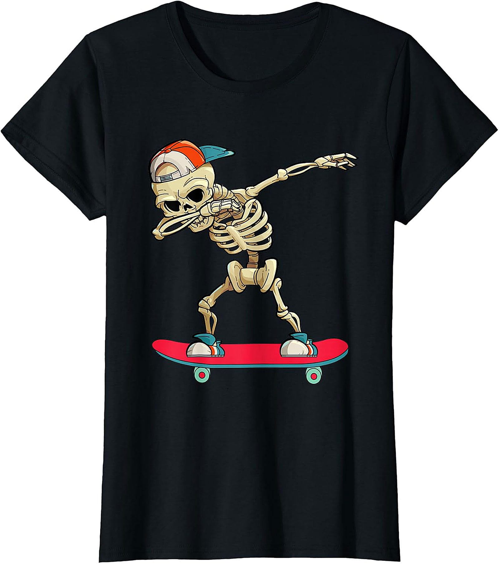 Dabbing Skeleton Skateboarder T-Shirt | Unique Graphic Tee