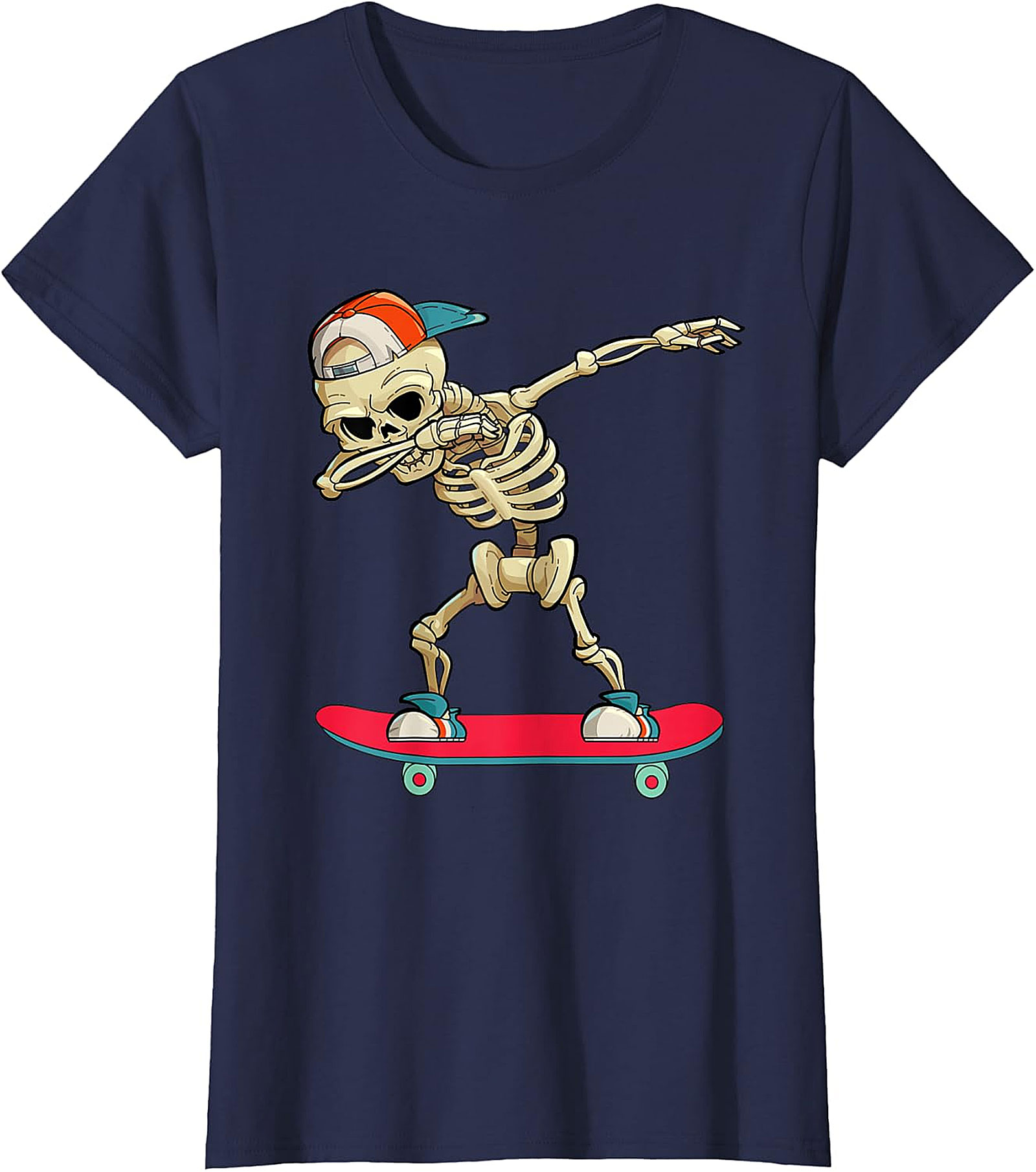 Dabbing Skeleton Skateboarder T-Shirt | Unique Graphic Tee