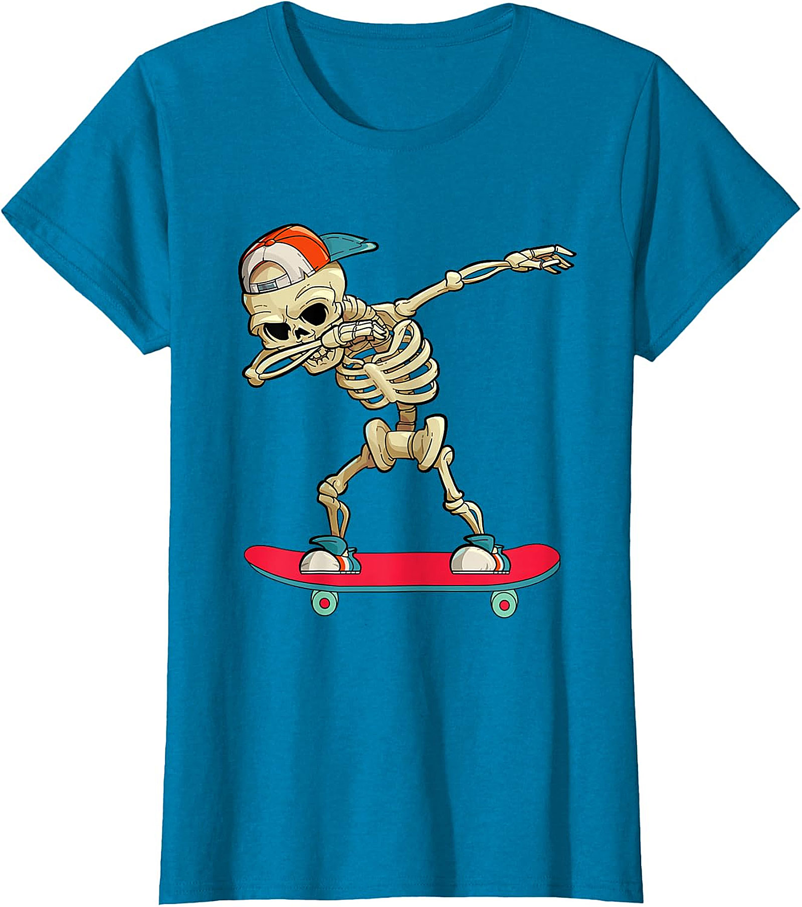Dabbing Skeleton Skateboarder T-Shirt | Unique Graphic Tee