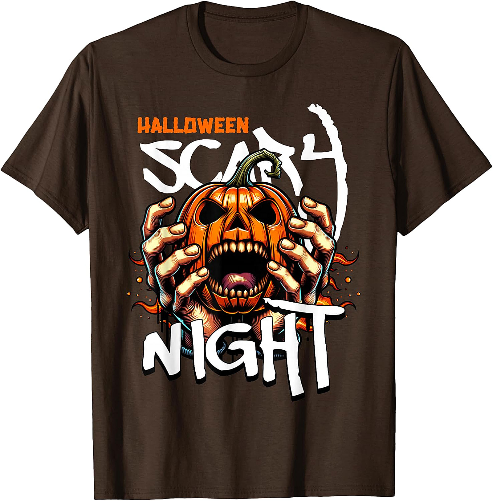 Halloween Scary Night Pumpkin Hands Graphic T-Shirt