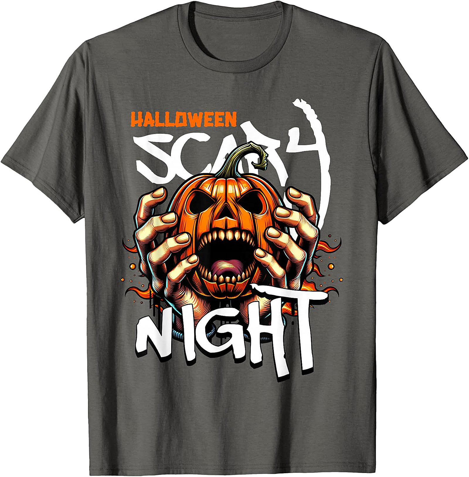 Halloween Scary Night Pumpkin Hands Graphic T-Shirt