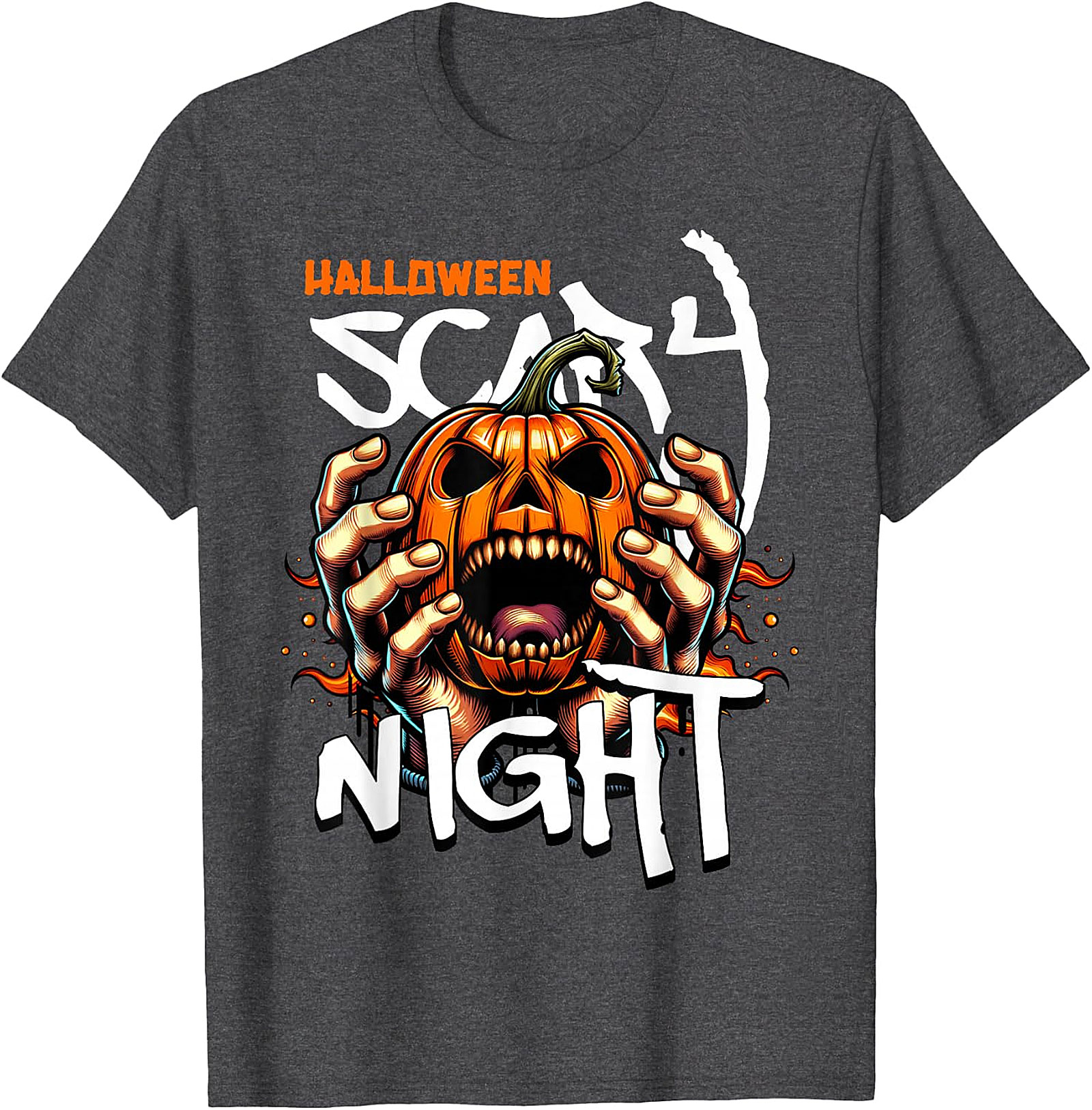 Halloween Scary Night Pumpkin Hands Graphic T-Shirt