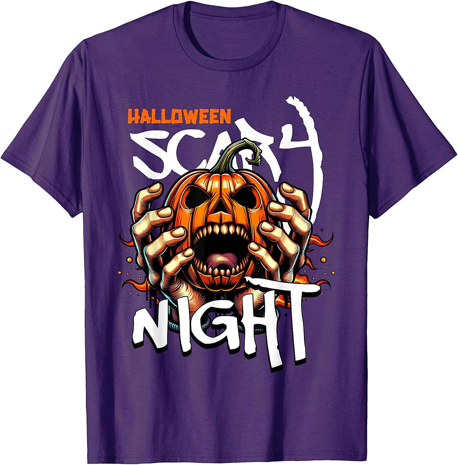 Halloween Scary Night Pumpkin Hands Graphic T-Shirt