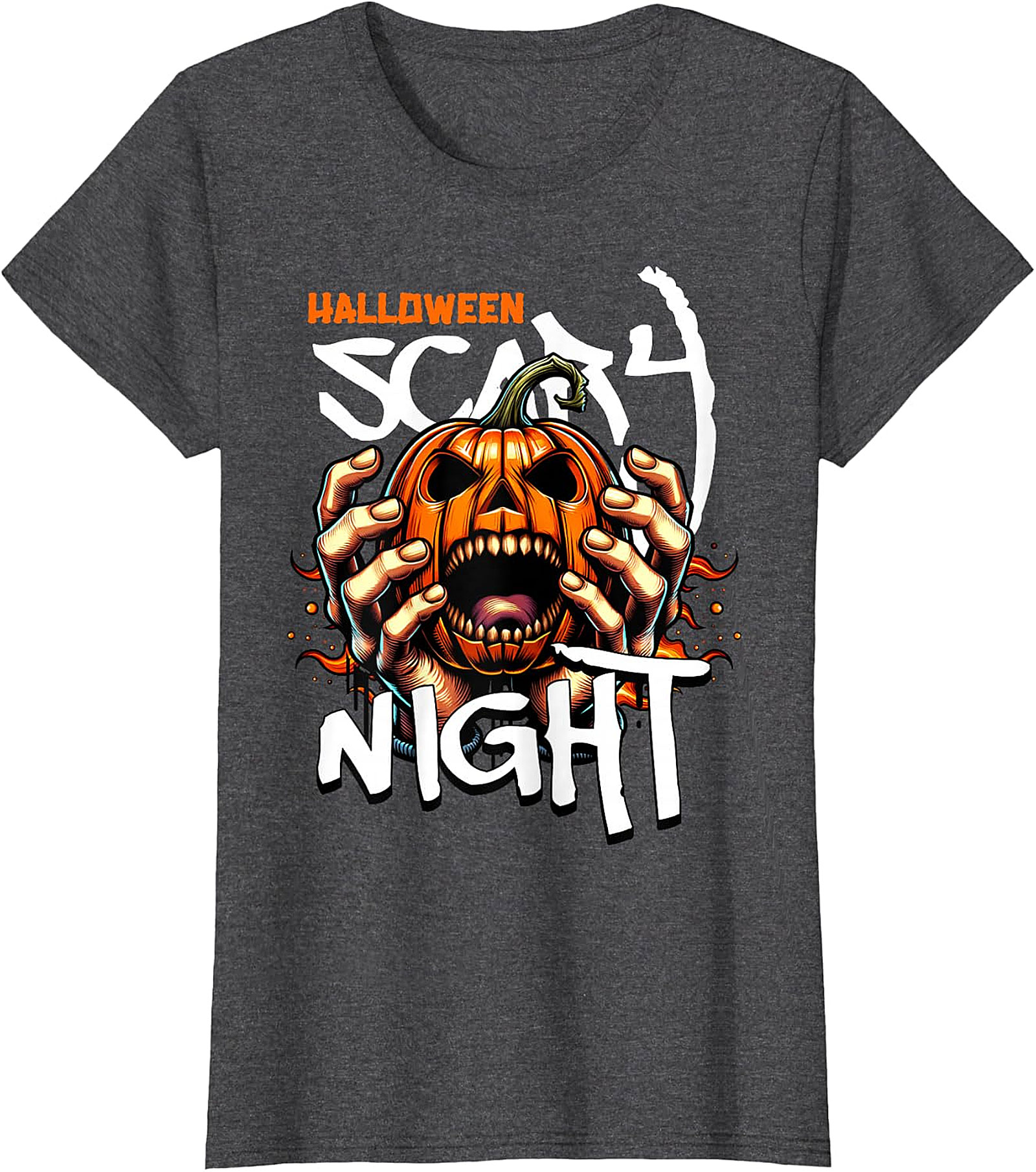 Halloween Scary Night Pumpkin Hands Graphic T-Shirt