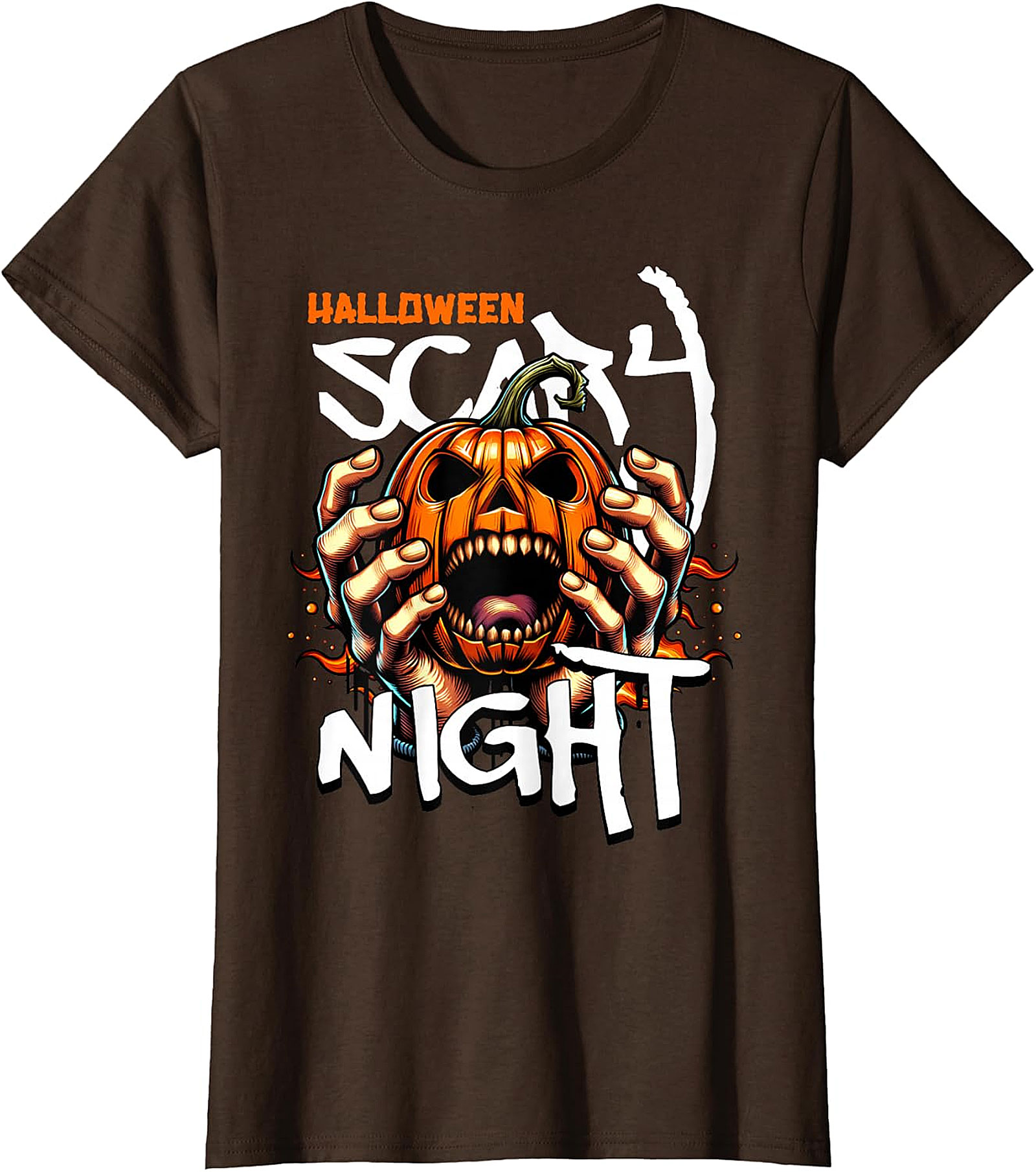 Halloween Scary Night Pumpkin Hands Graphic T-Shirt