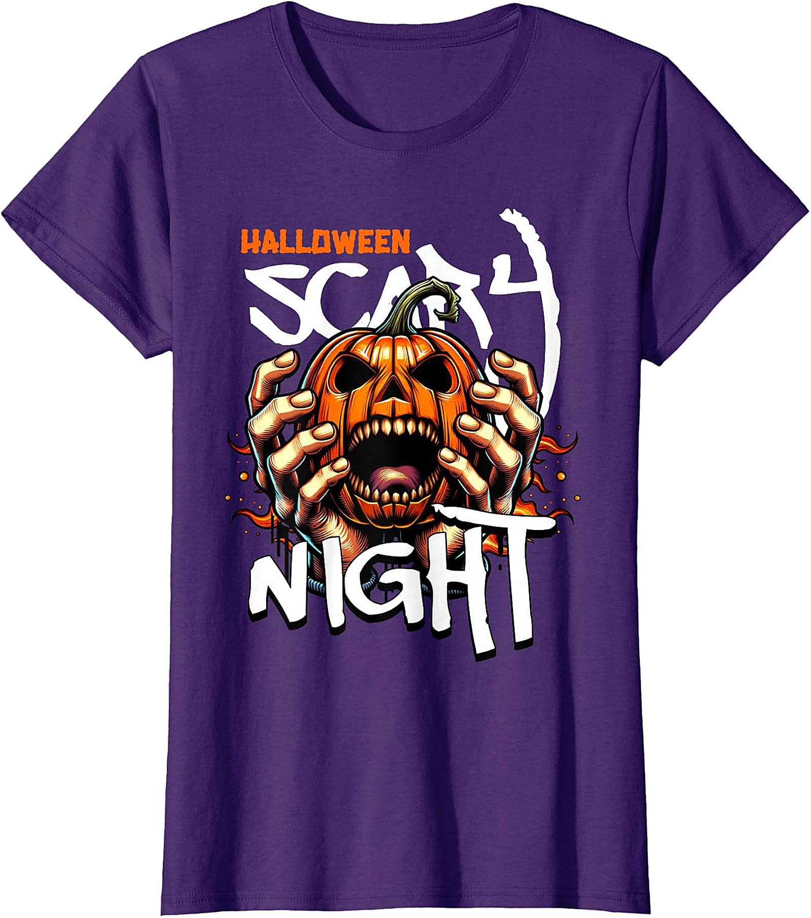 Halloween Scary Night Pumpkin Hands Graphic T-Shirt