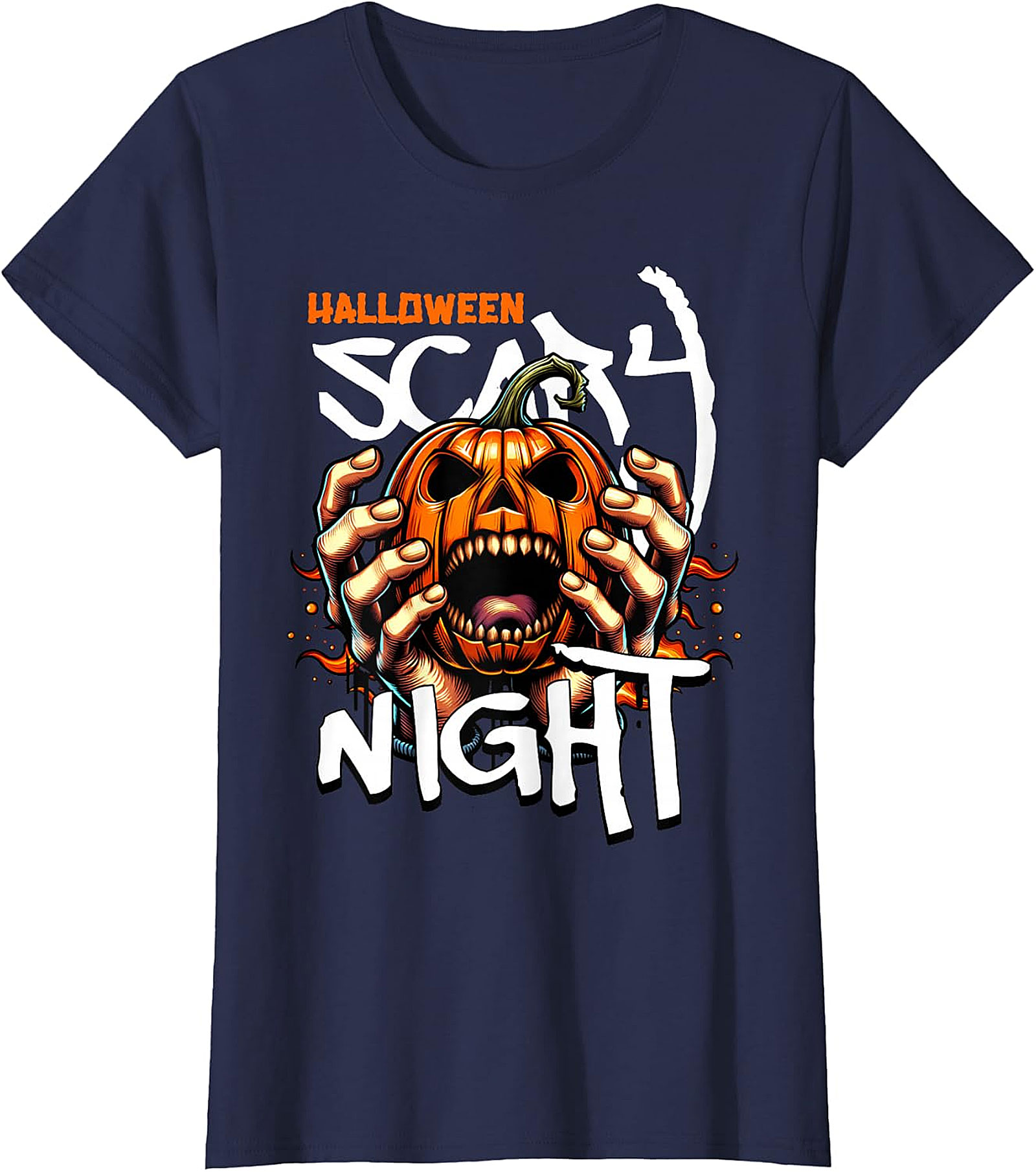 Halloween Scary Night Pumpkin Hands Graphic T-Shirt
