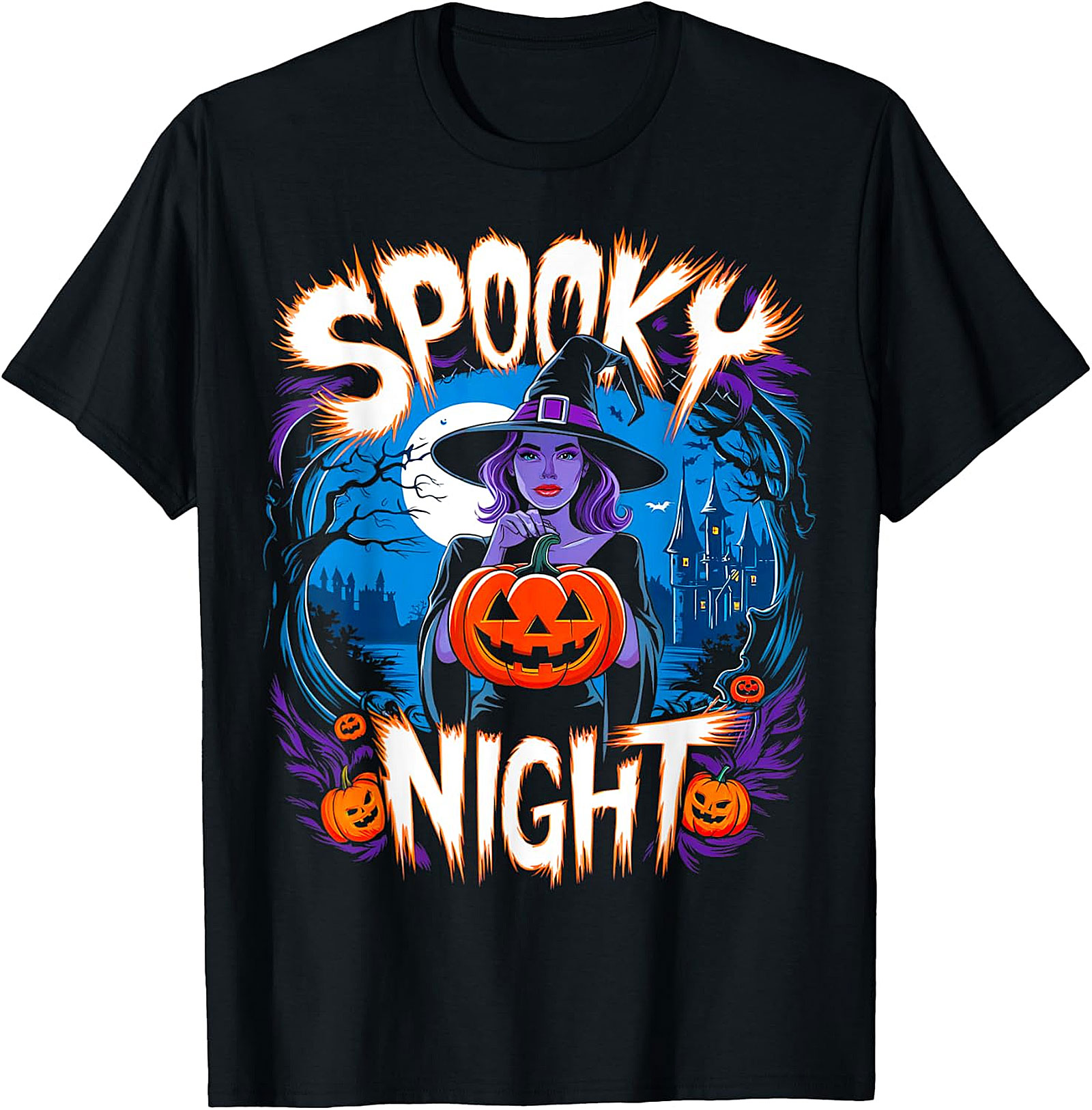 Spooky Night Witch Halloween T-Shirt | Enchantress Graphic Tee