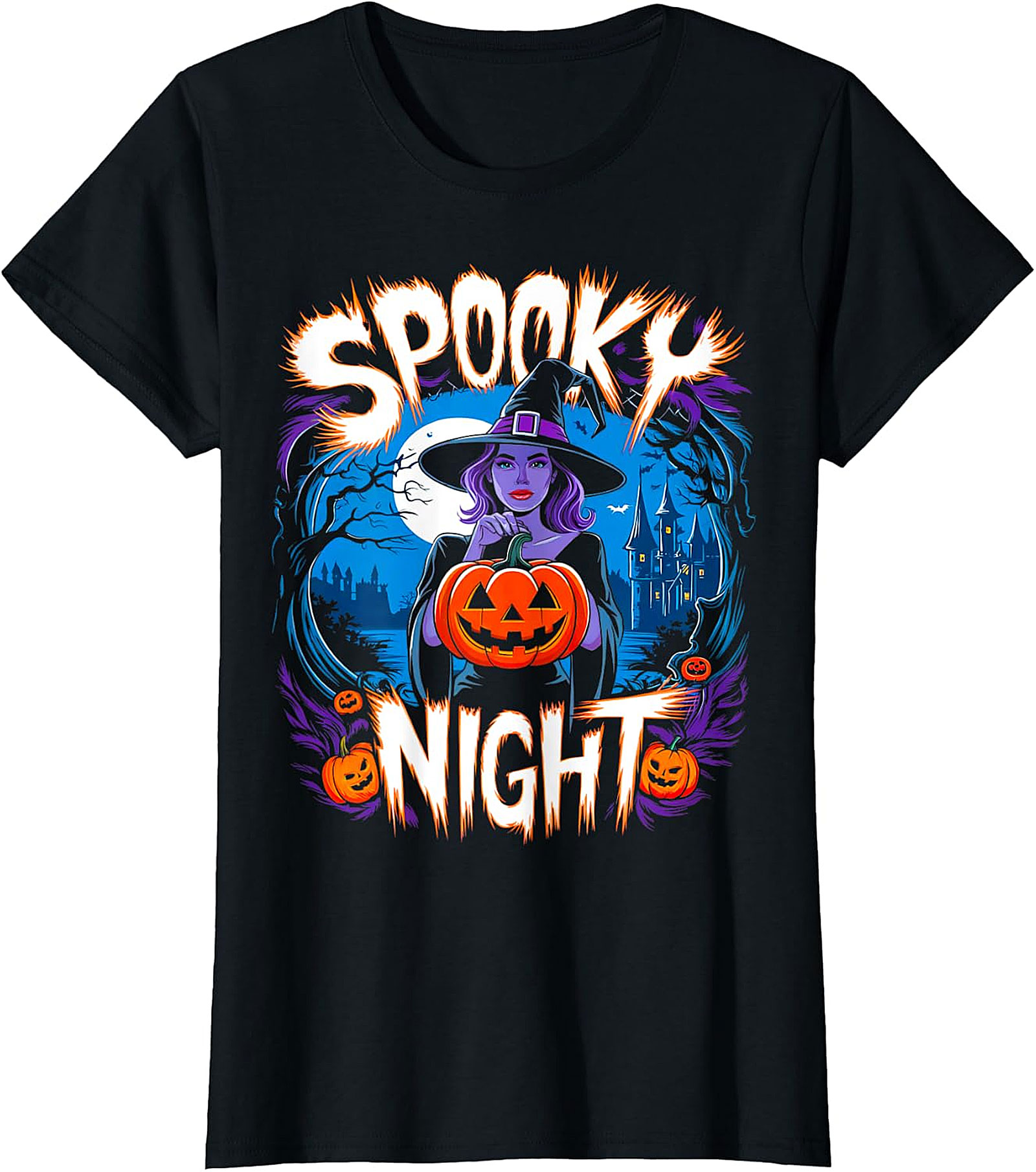 Spooky Night Witch Halloween T-Shirt | Enchantress Graphic Tee