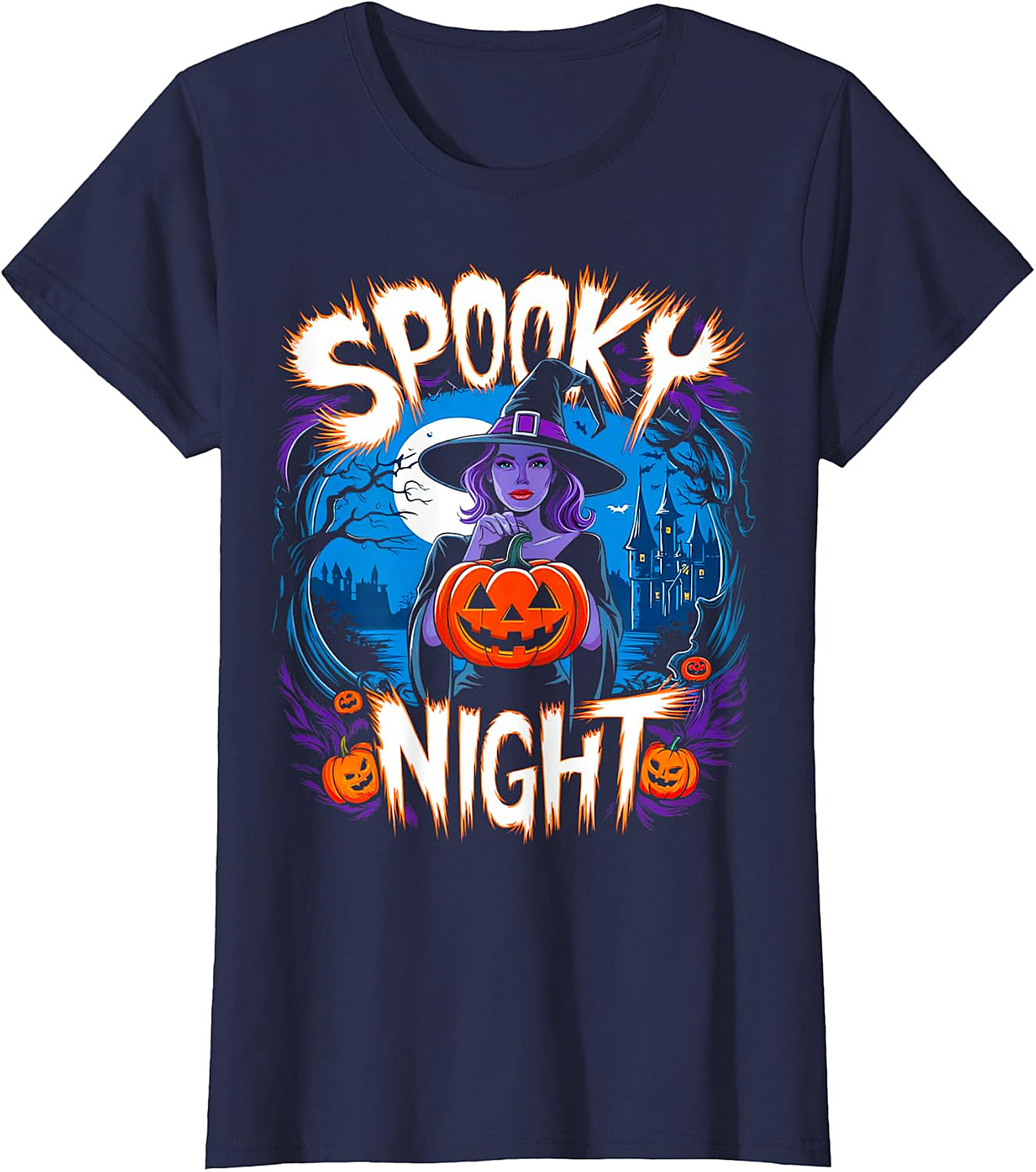 Spooky Night Witch Halloween T-Shirt | Enchantress Graphic Tee