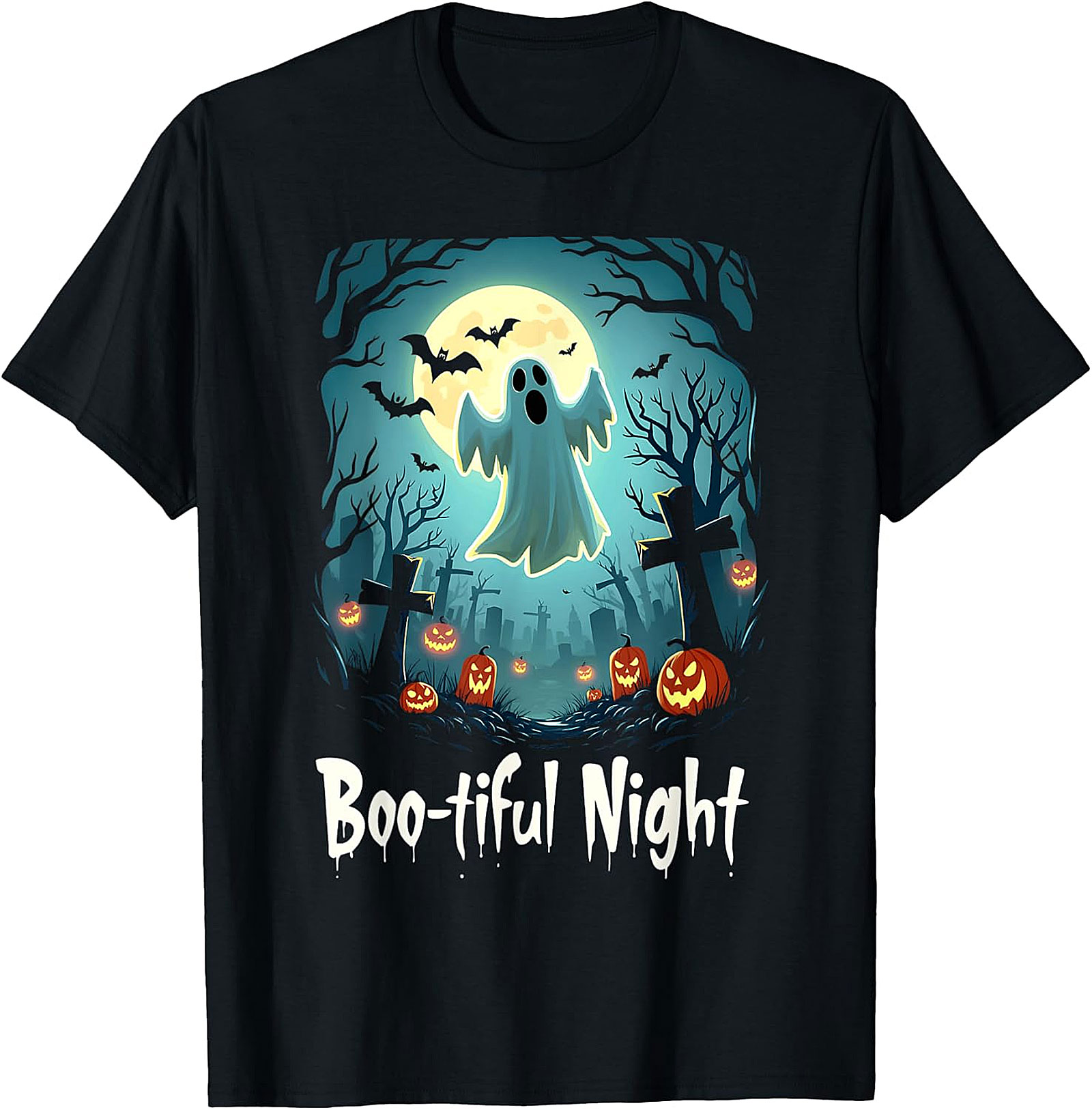 "Boo-tiful Night" Halloween Ghost & Pumpkin T-Shirt