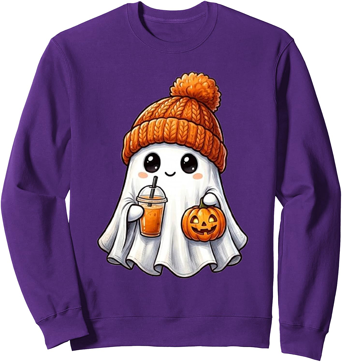  Cute Ghost Pumpkin Halloween Sweatshirt - Unisex