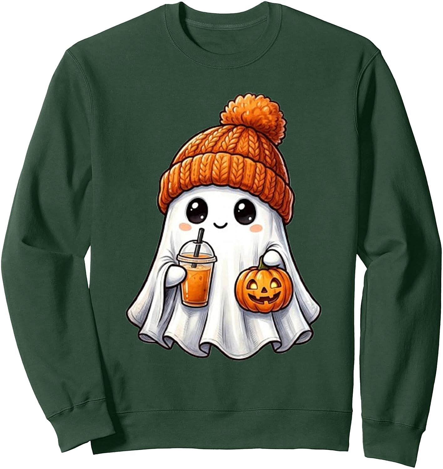  Cute Ghost Pumpkin Halloween Sweatshirt - Unisex