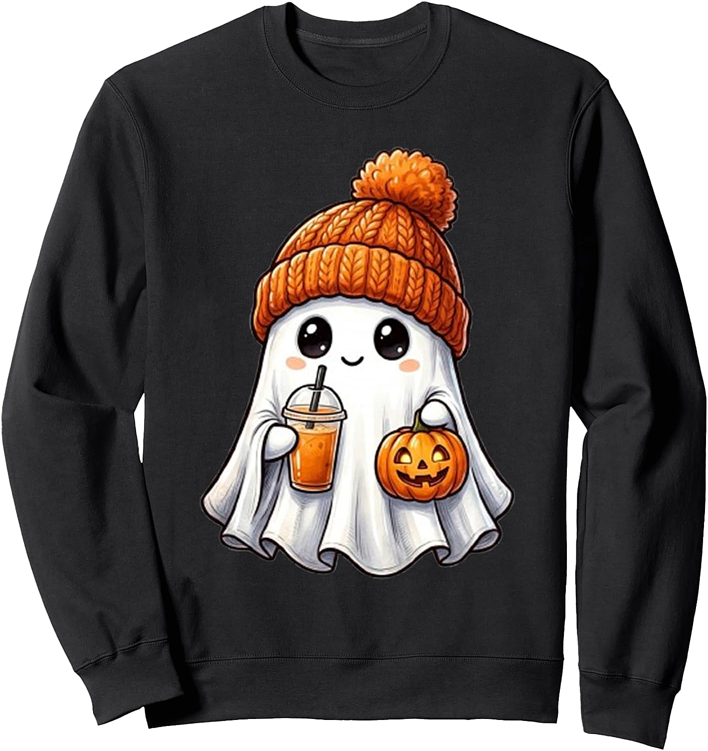Cute Ghost Pumpkin Halloween Sweatshirt - Unisex
