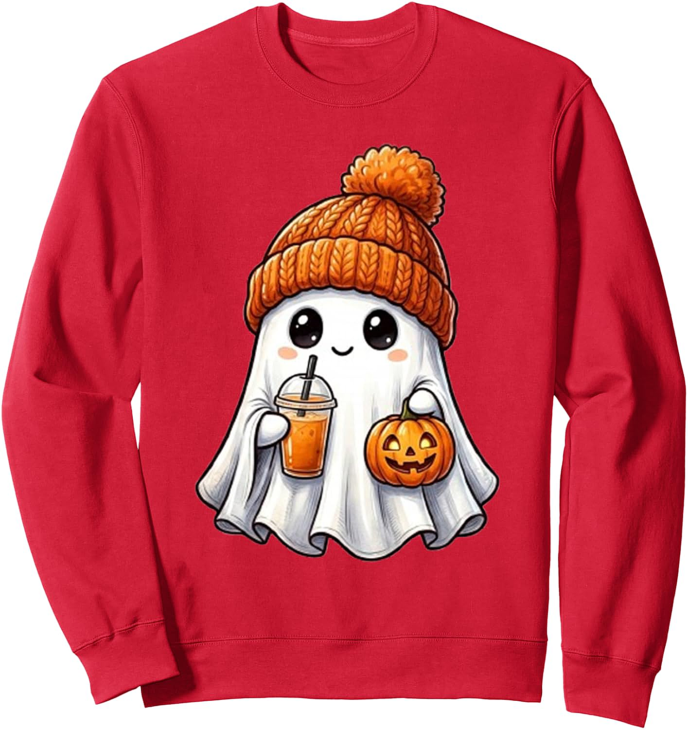  Cute Ghost Pumpkin Halloween Sweatshirt - Unisex