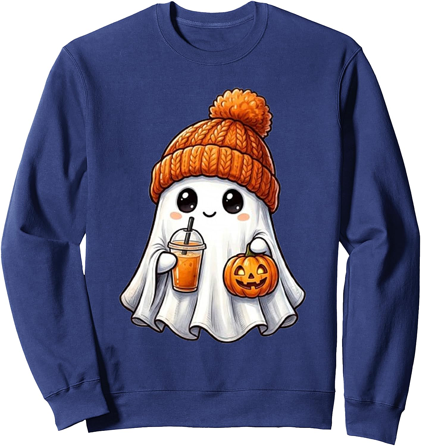  Cute Ghost Pumpkin Halloween Sweatshirt - Unisex
