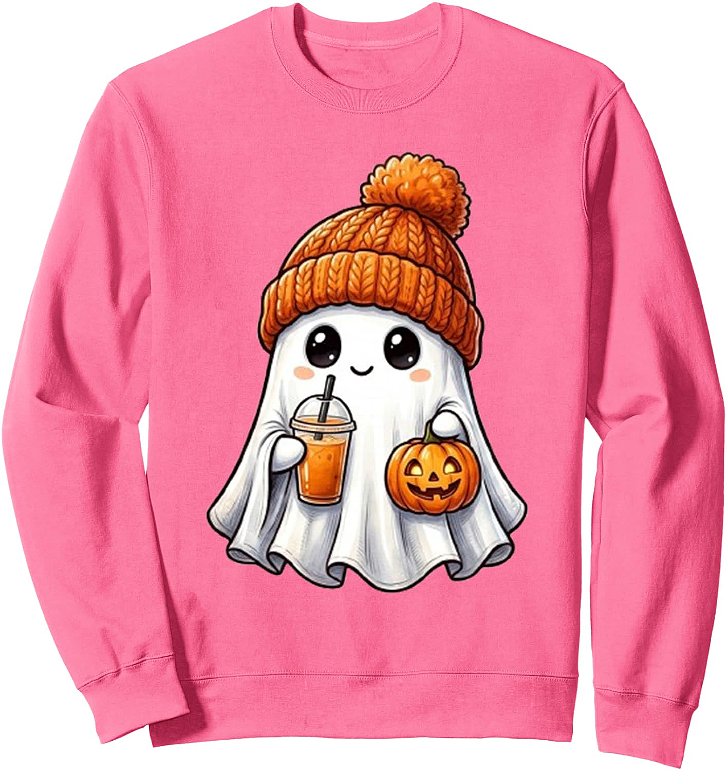  Cute Ghost Pumpkin Halloween Sweatshirt - Unisex