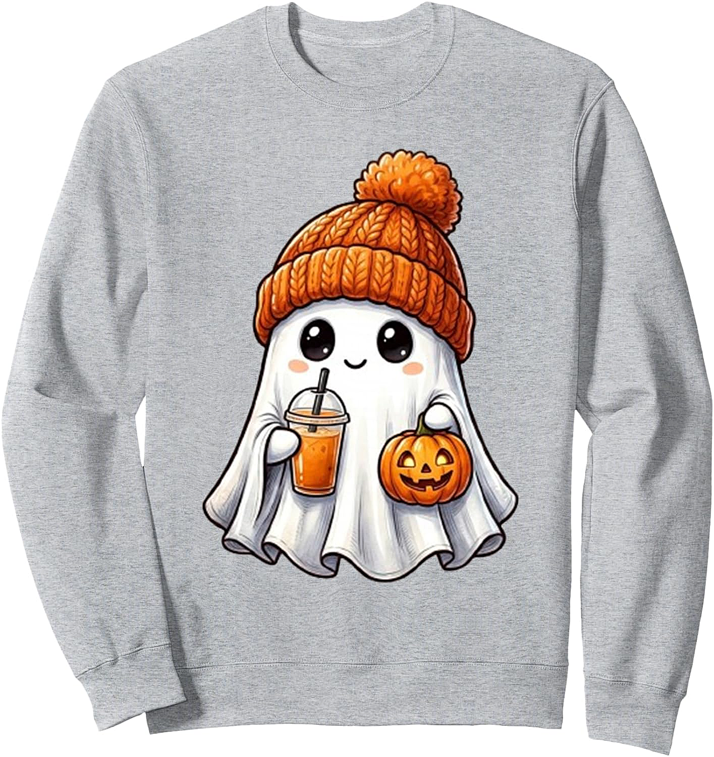  Cute Ghost Pumpkin Halloween Sweatshirt - Unisex