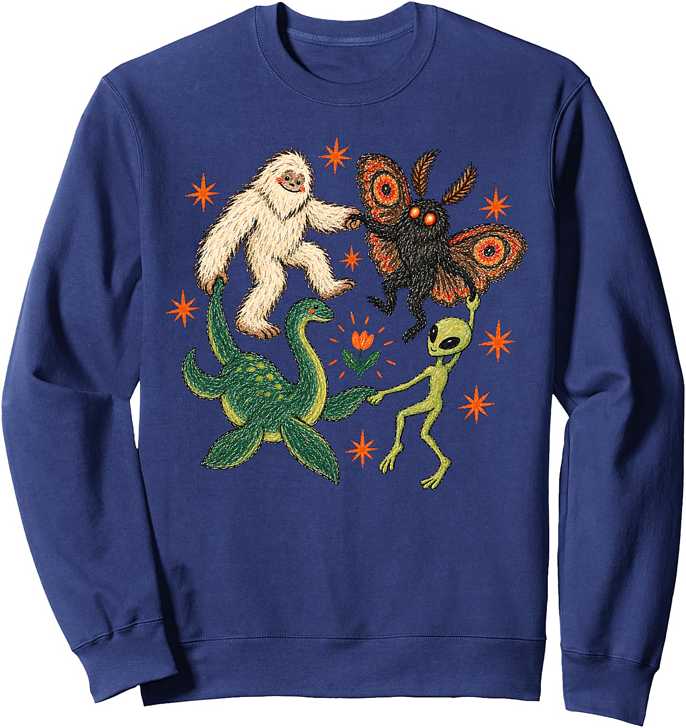  Funny Dancing Cryptids Sweatshirt Bigfoot, Mothman, Alien