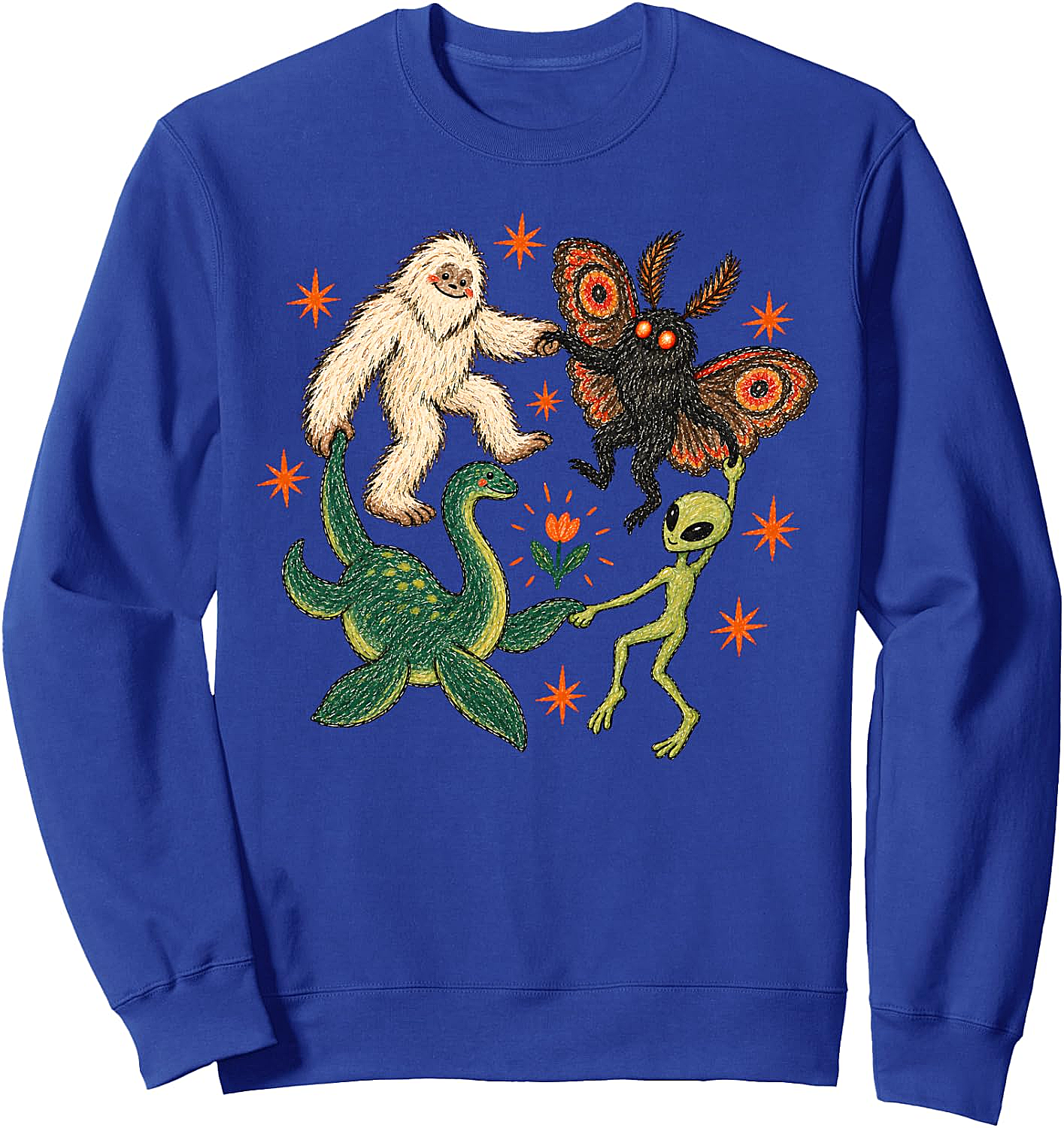  Funny Dancing Cryptids Sweatshirt Bigfoot, Mothman, Alien