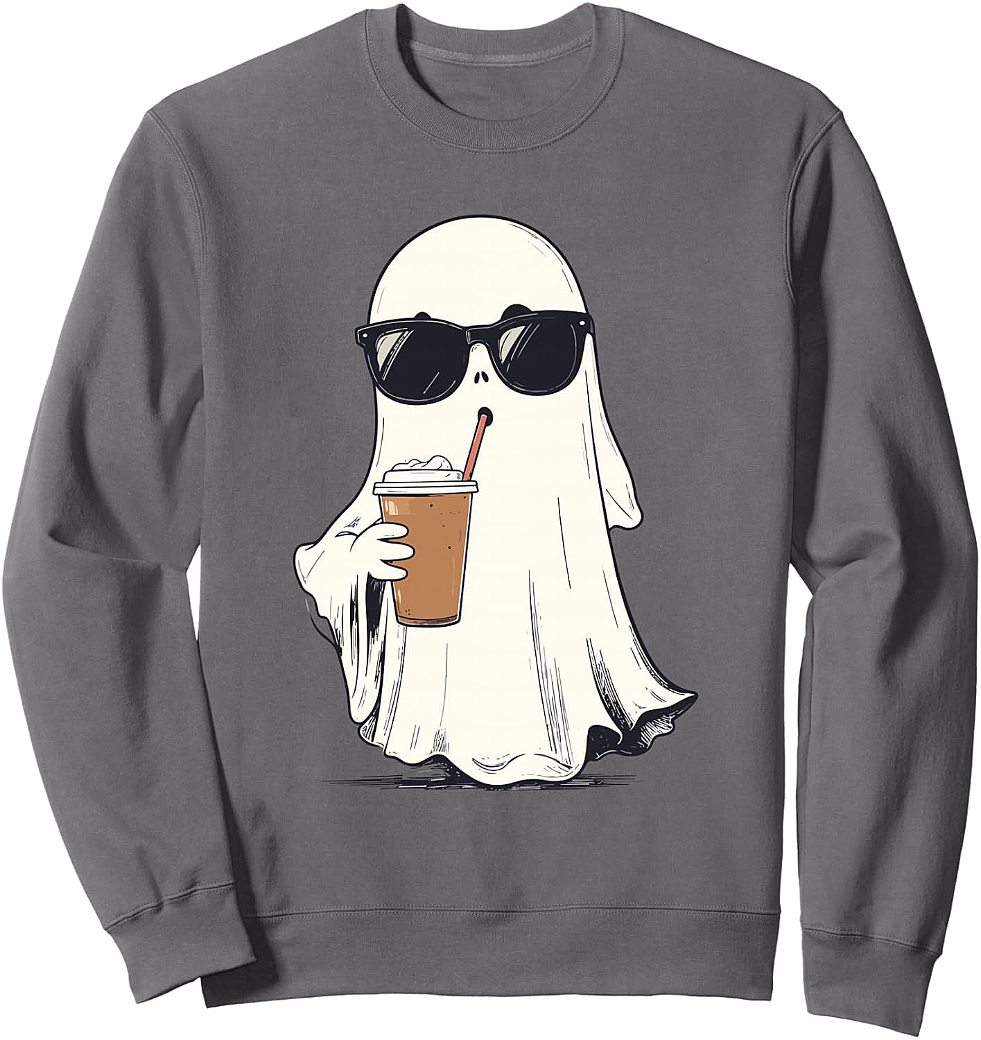 Funny Hipster Ghost Iced Coffee Halloween Sweatshirt
