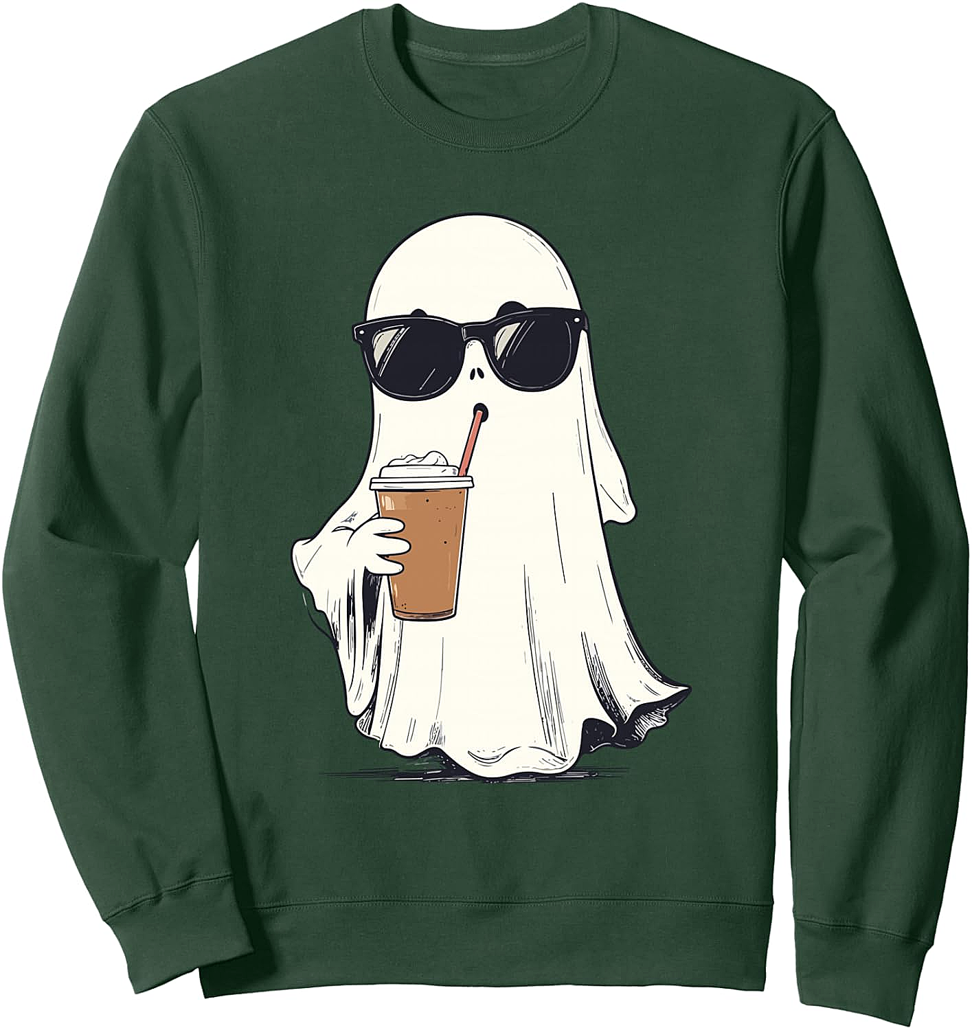 Funny Hipster Ghost Iced Coffee Halloween Sweatshirt